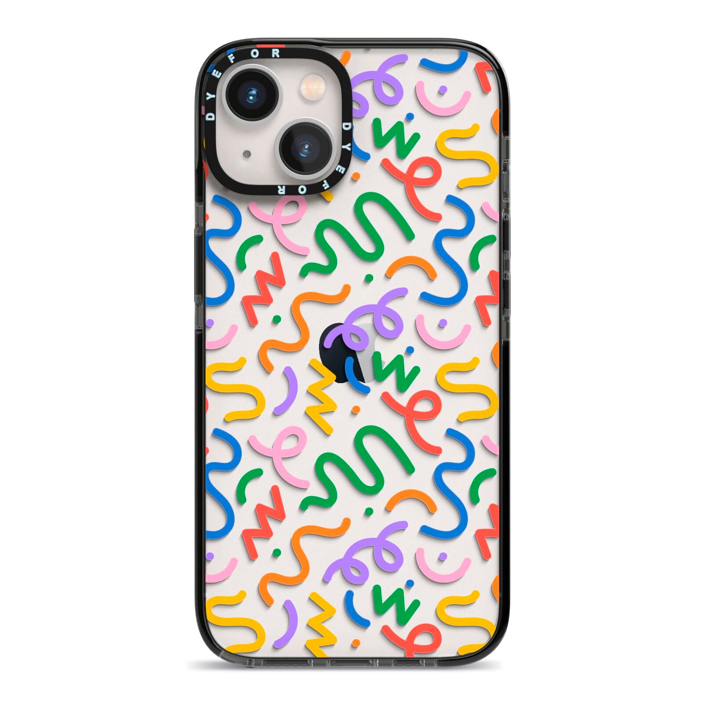 Colourful Doodle iPhone 13 Black Impact Case on Silver phone