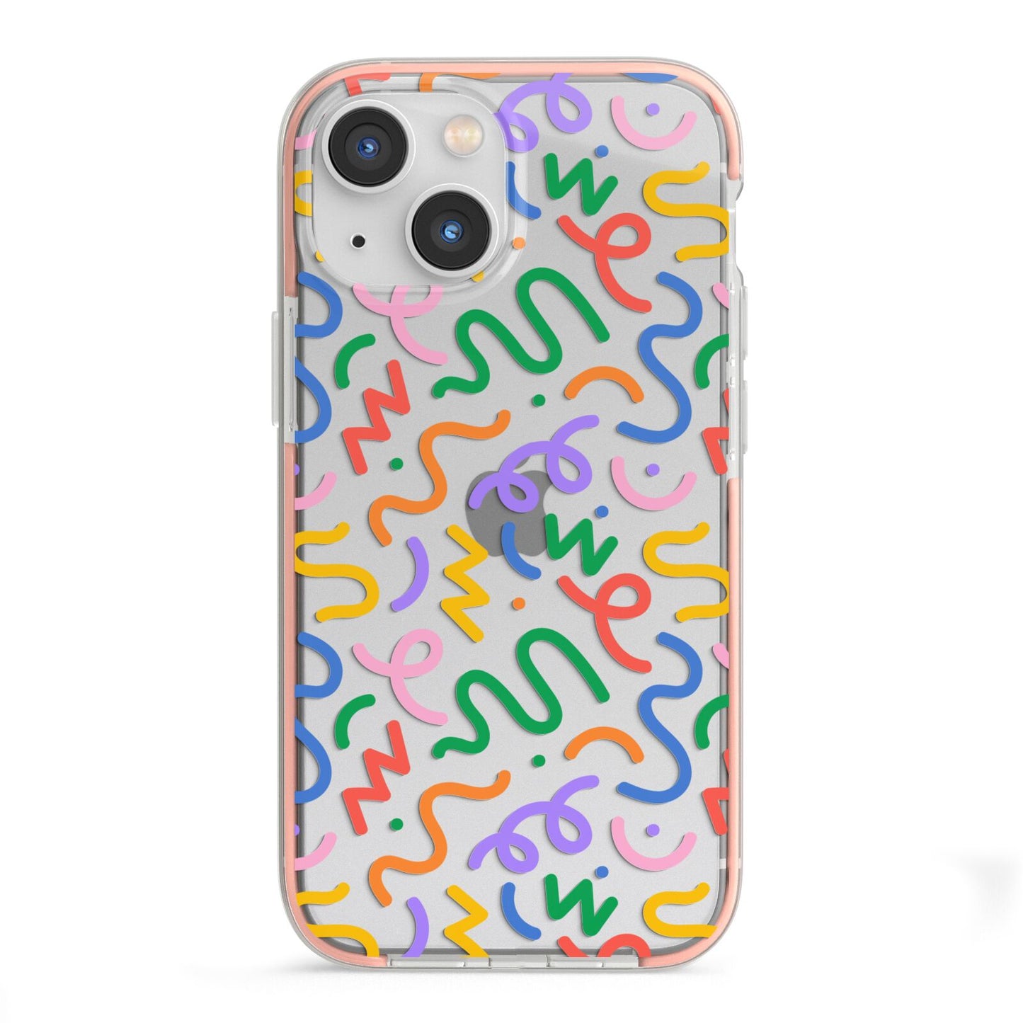 Colourful Doodle iPhone 13 Mini TPU Impact Case with Pink Edges