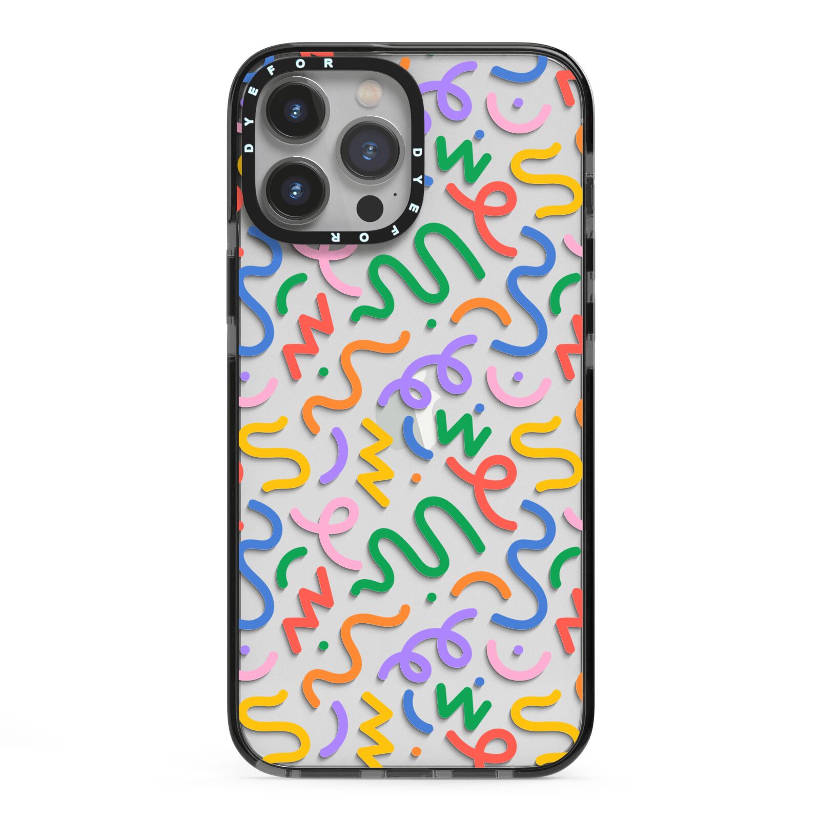 Colourful Doodle iPhone 13 Pro Max Black Impact Case on Silver phone