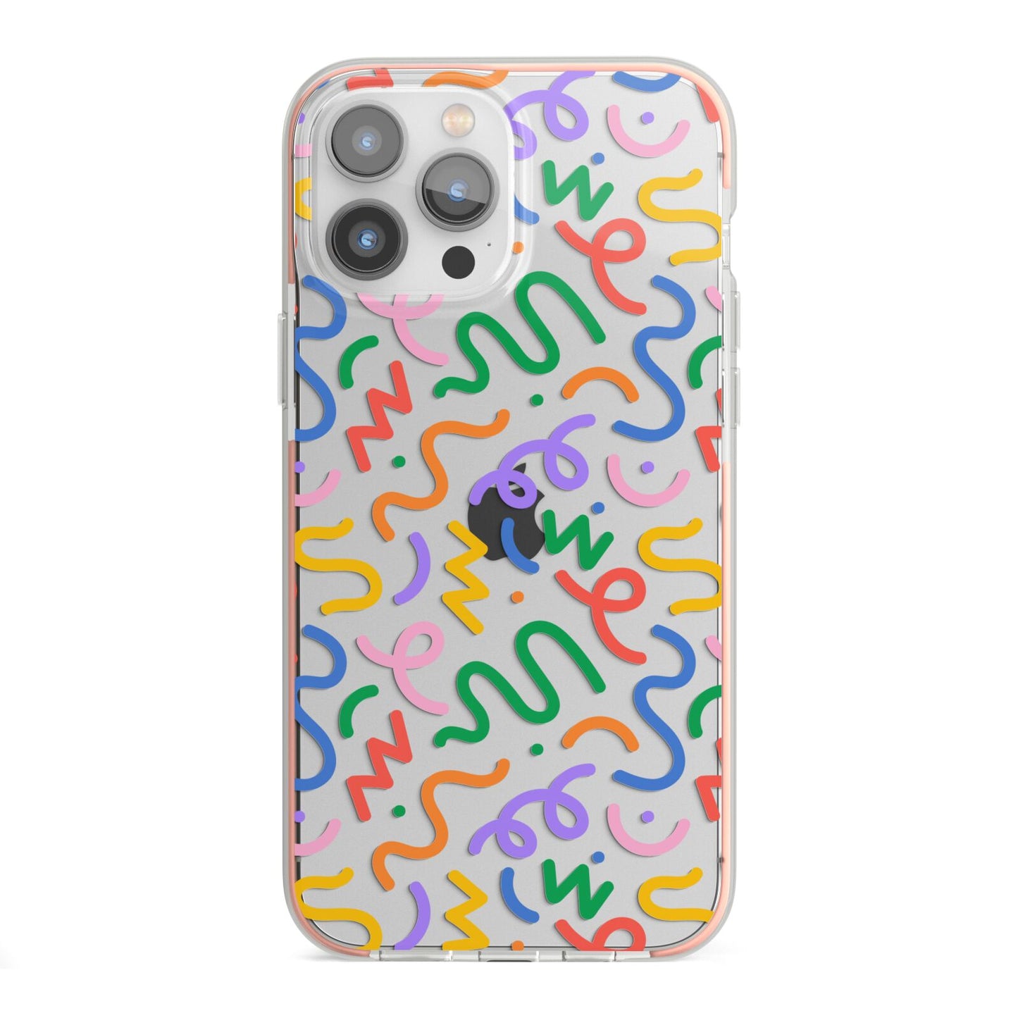 Colourful Doodle iPhone 13 Pro Max TPU Impact Case with Pink Edges