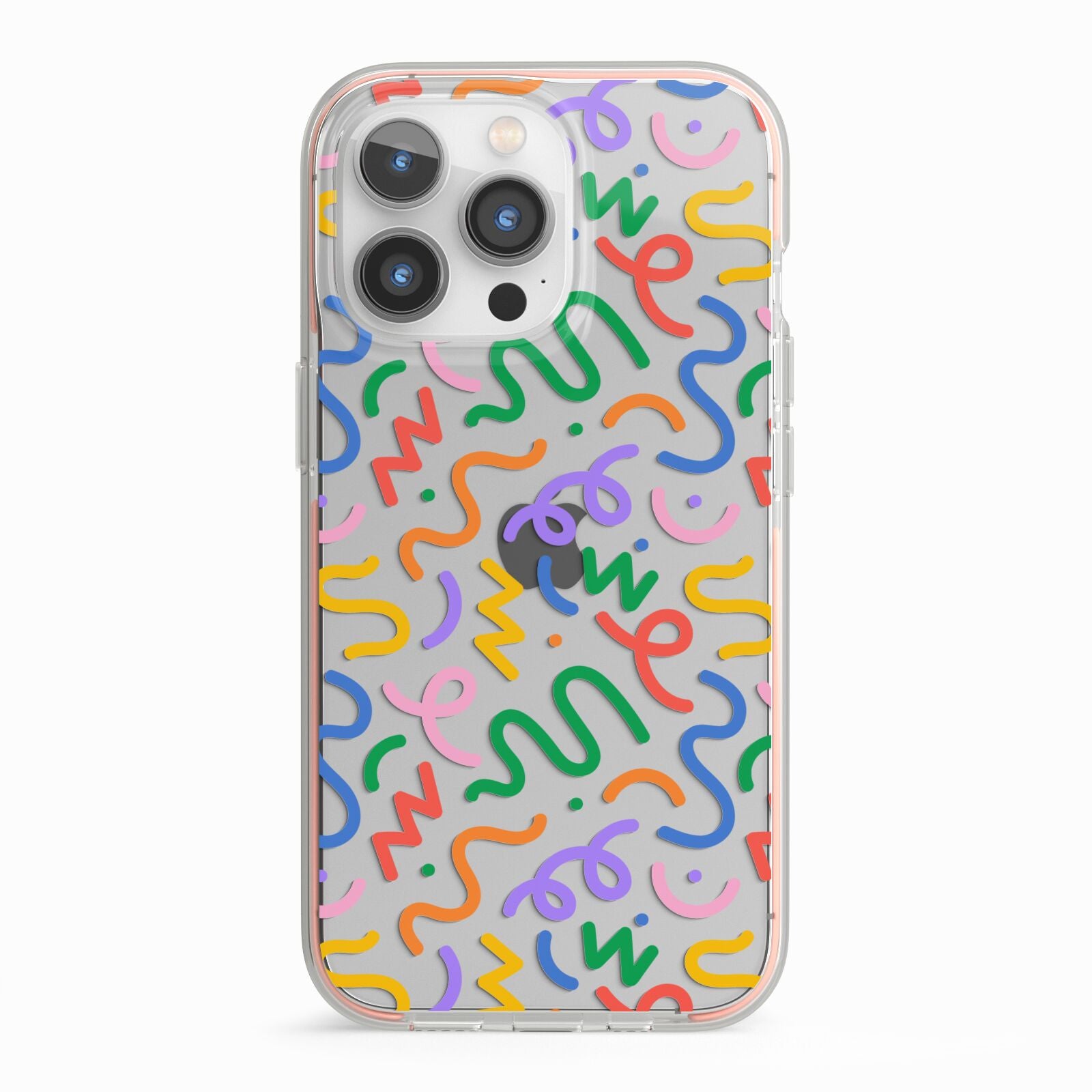 Colourful Doodle iPhone 13 Pro TPU Impact Case with Pink Edges