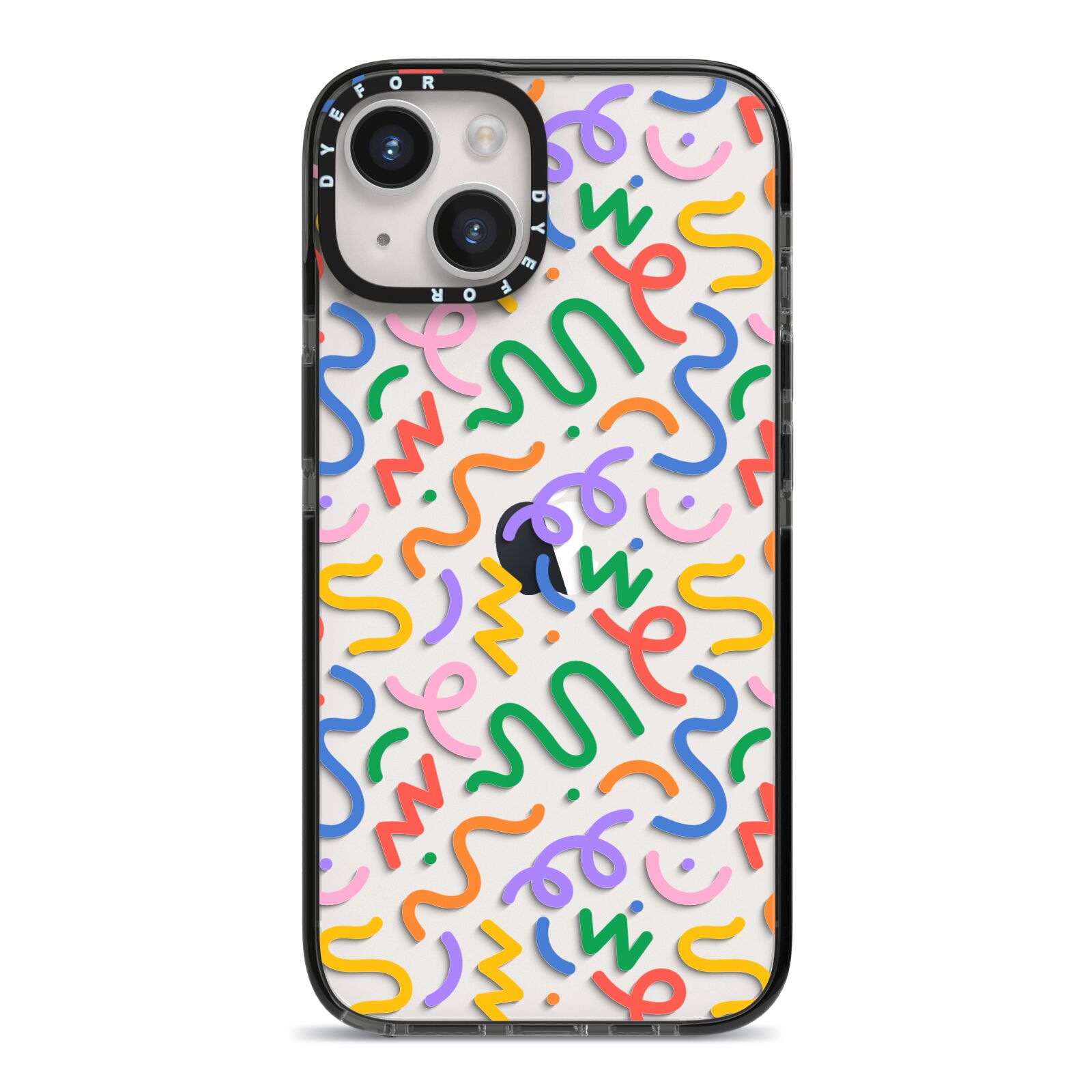 Colourful Doodle iPhone 14 Black Impact Case on Silver phone