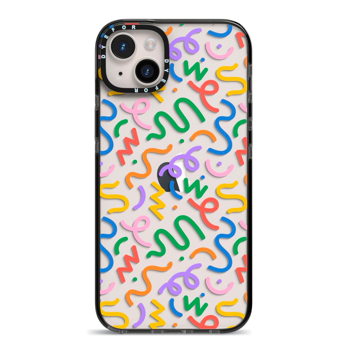 Colourful Doodle iPhone 14 Plus Black Impact Case on Silver phone