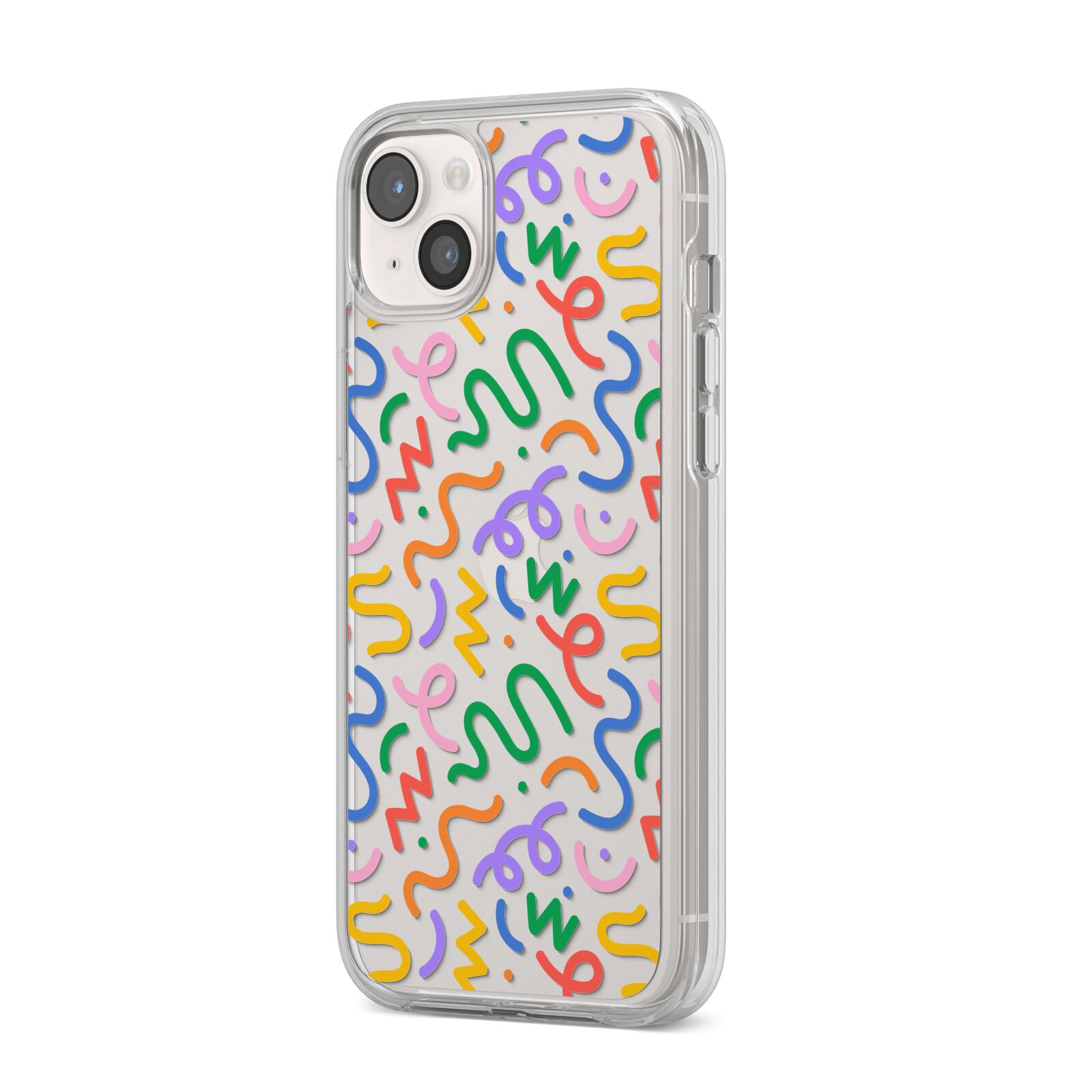 Colourful Doodle iPhone 14 Plus Clear Tough Case Starlight Angled Image