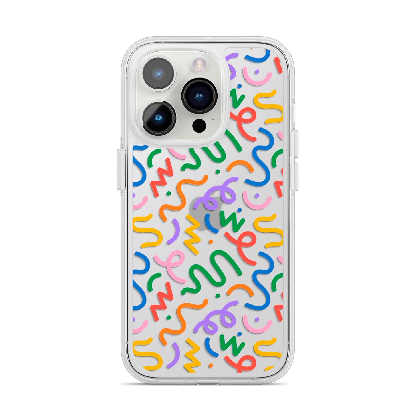 Colourful Doodle iPhone 14 Pro Clear Tough Case Silver