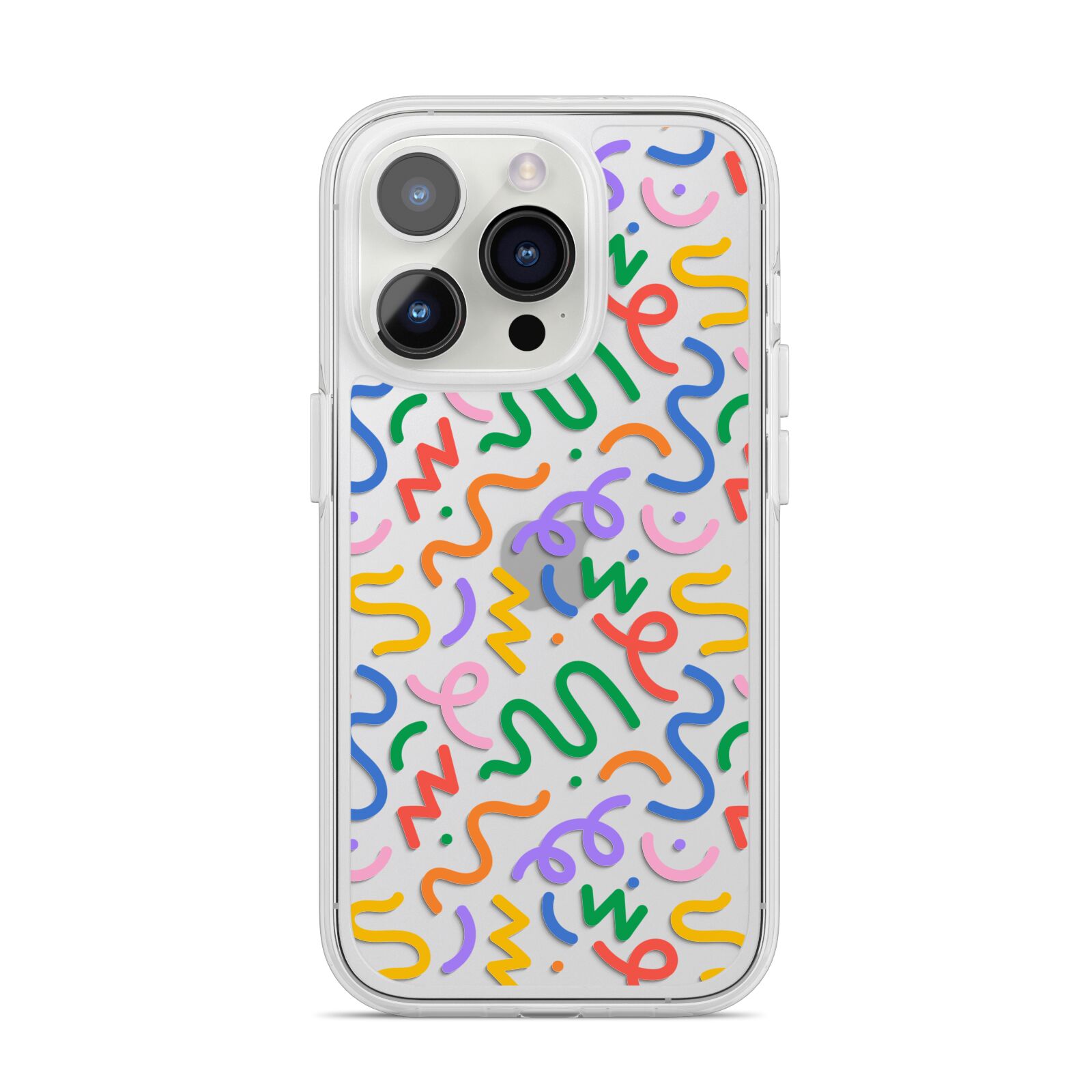 Colourful Doodle iPhone 14 Pro Clear Tough Case Silver