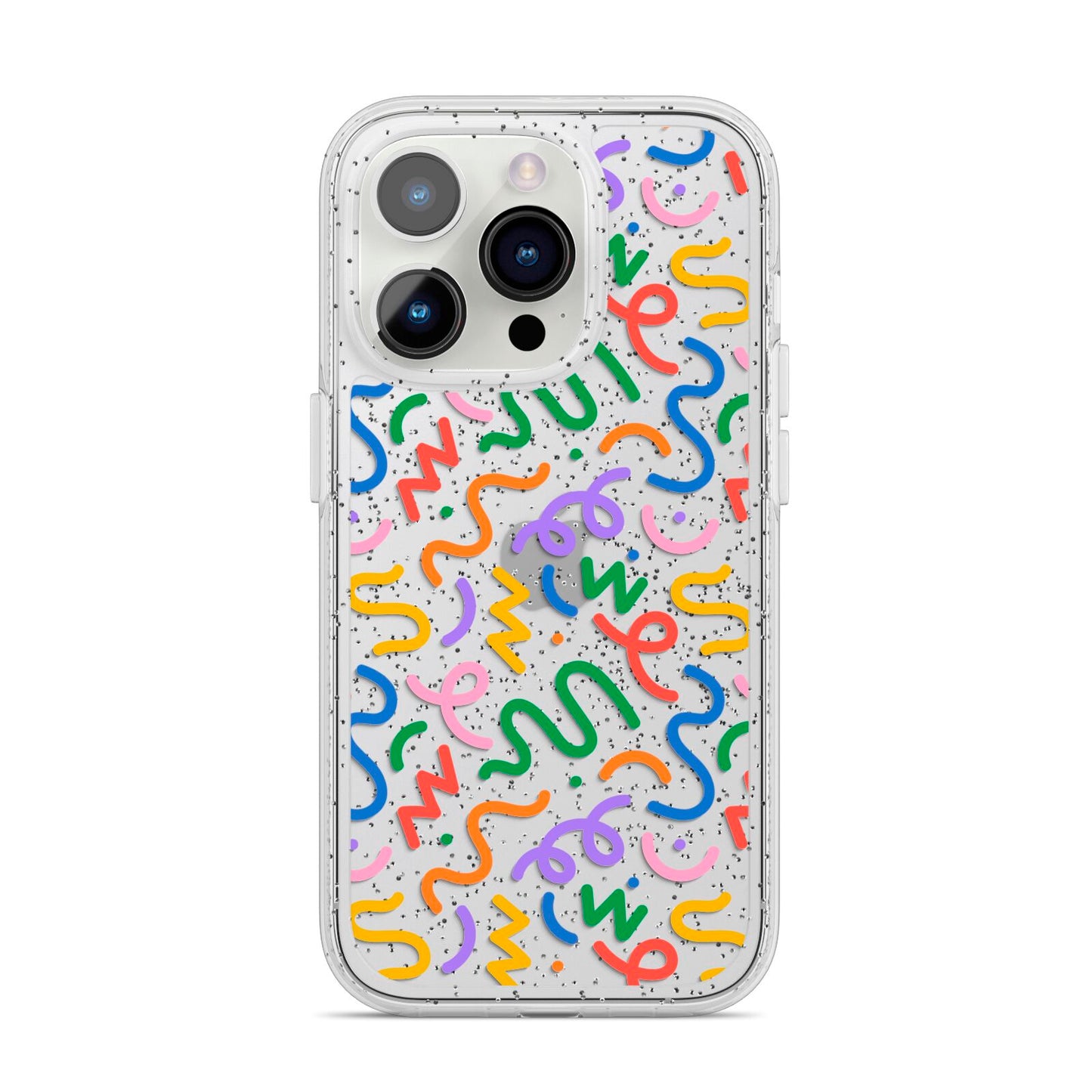 Colourful Doodle iPhone 14 Pro Glitter Tough Case Silver