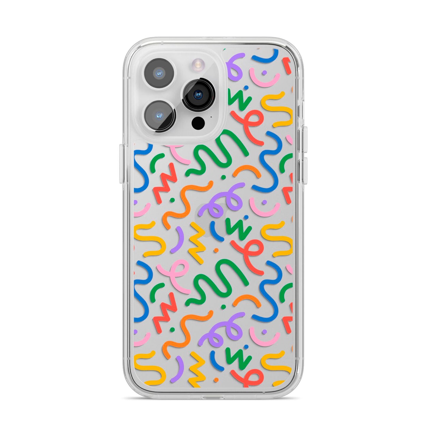 Colourful Doodle iPhone 14 Pro Max Clear Tough Case Silver