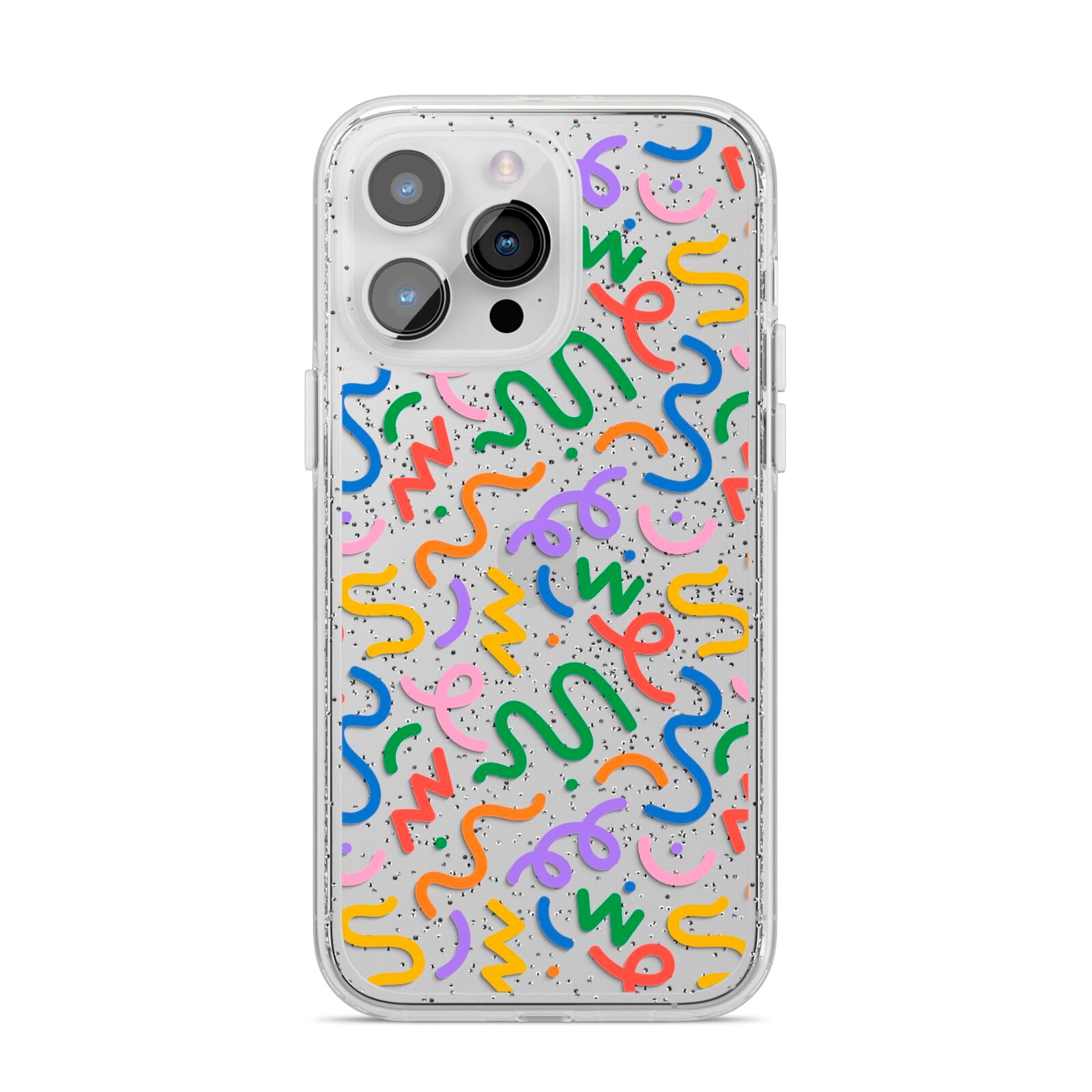 Colourful Doodle iPhone 14 Pro Max Glitter Tough Case Silver