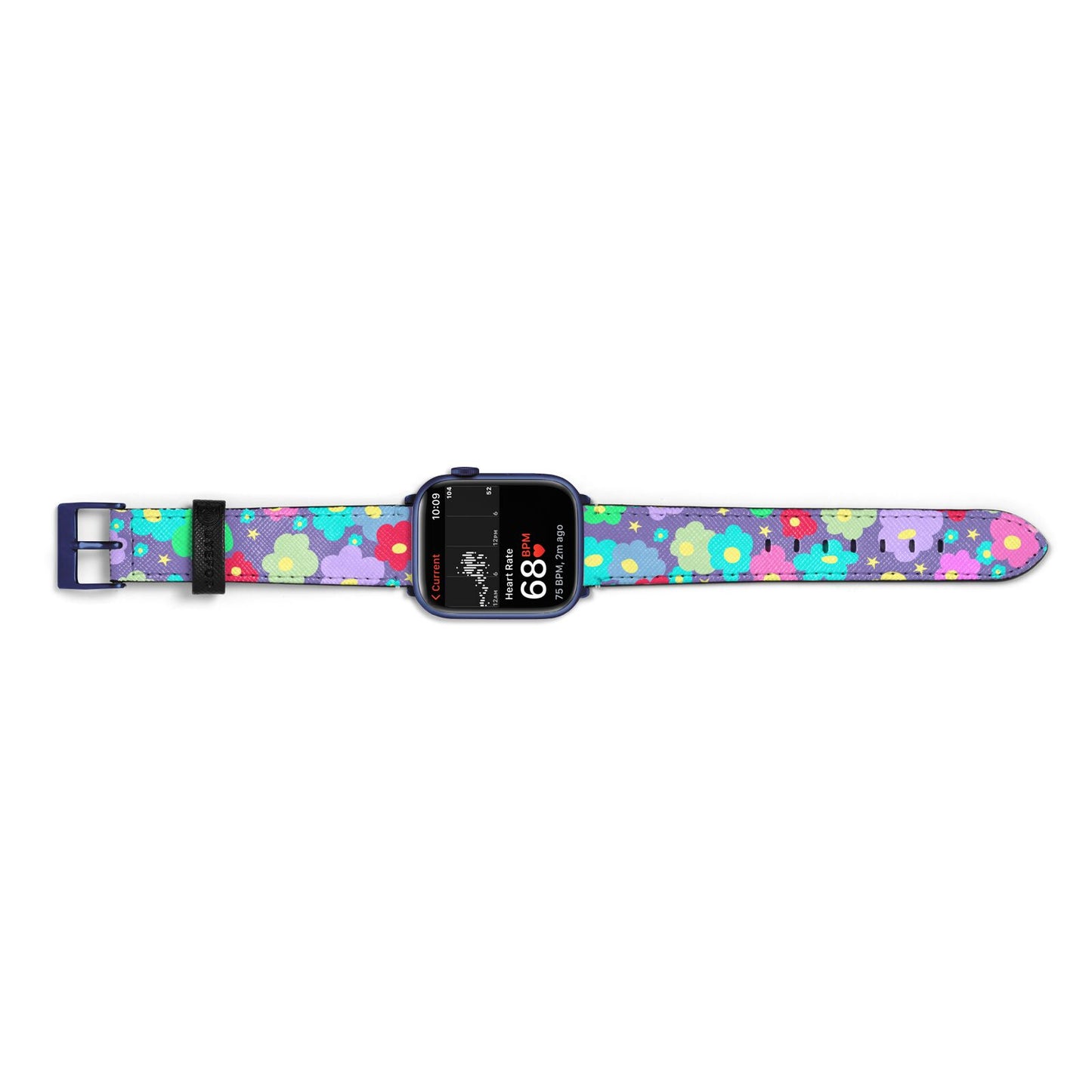 Colourful Flowers Apple Watch Strap Size 38mm Landscape Image Blue Hardware