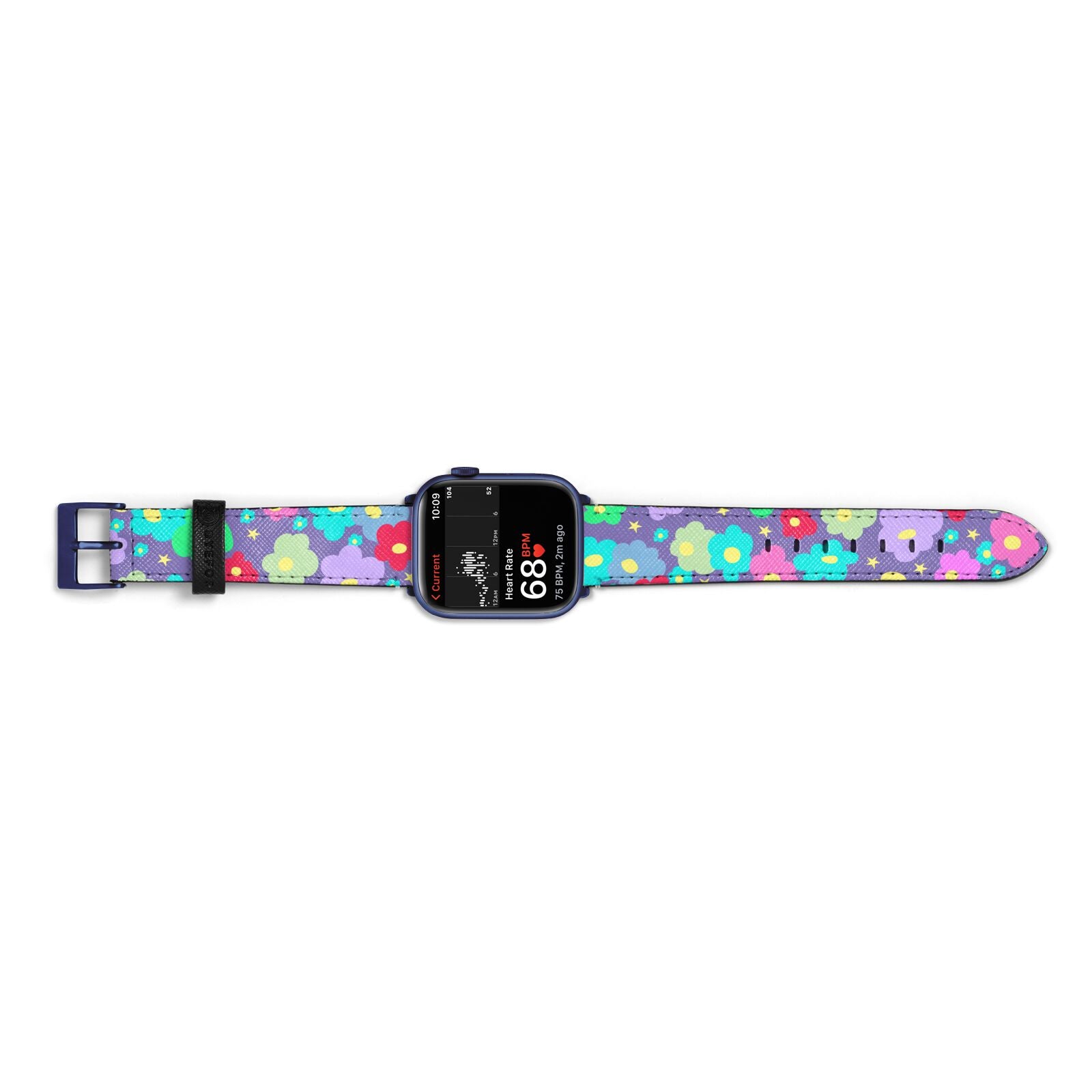 Colourful Flowers Apple Watch Strap Size 38mm Landscape Image Blue Hardware