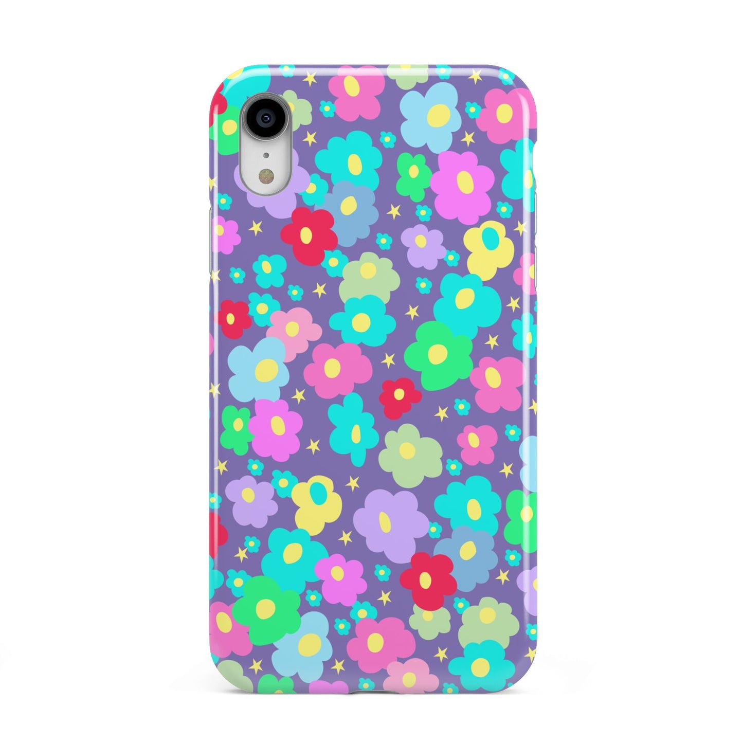 Colourful Flowers Apple iPhone XR White 3D Tough Case