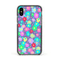 Colourful Flowers Apple iPhone Xs Impact Case Black Edge on Black Phone