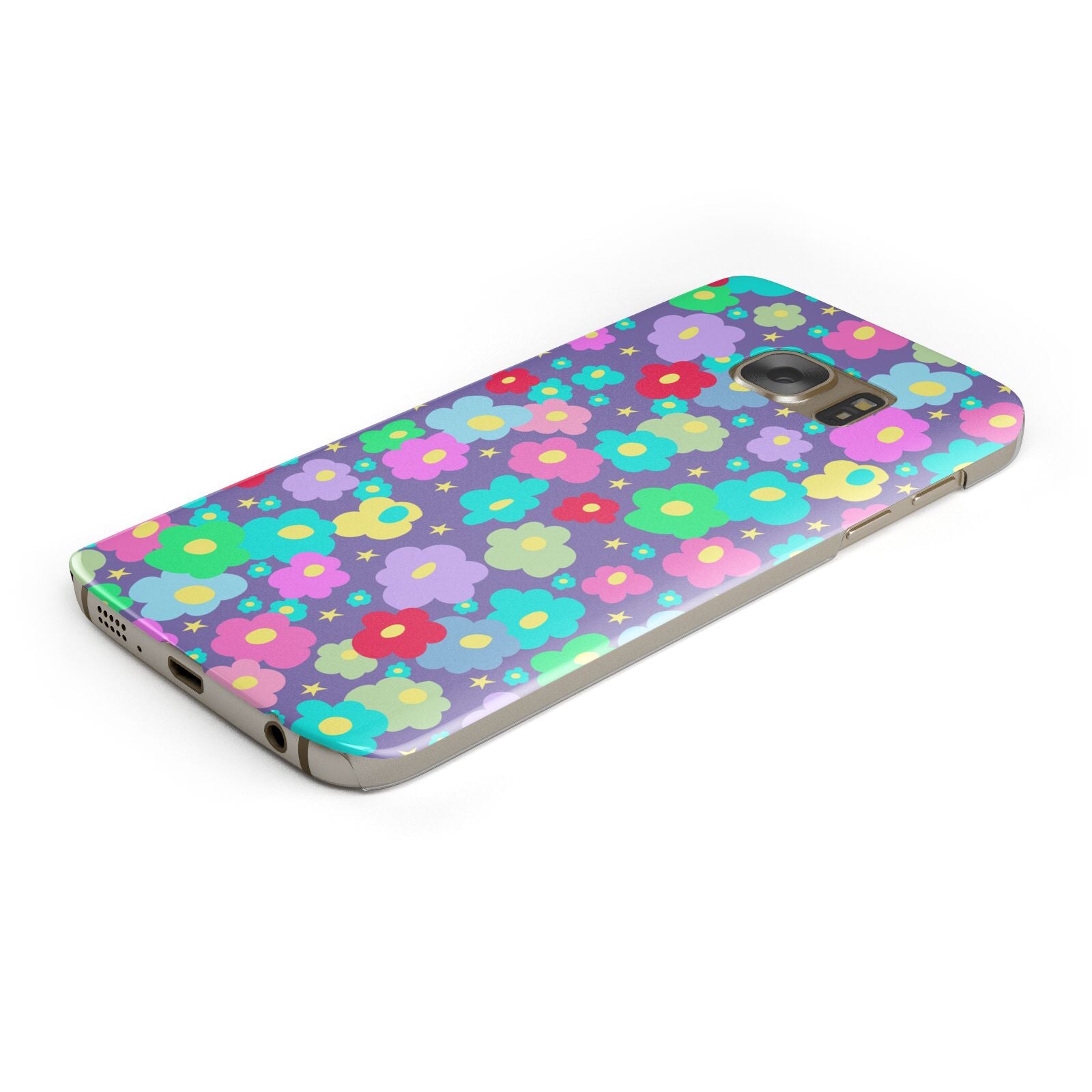 Colourful Flowers Protective Samsung Galaxy Case Angled Image