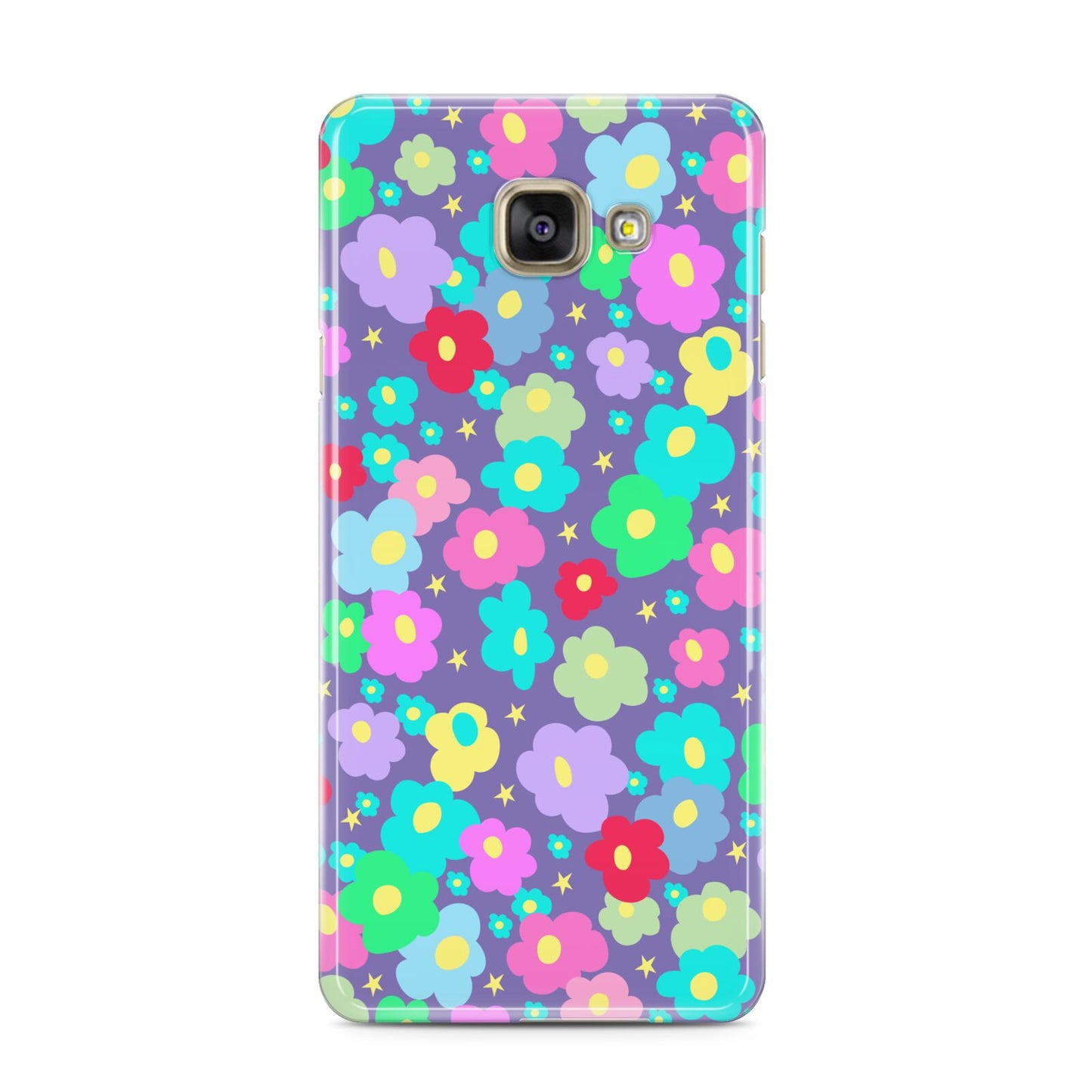 Colourful Flowers Samsung Galaxy A3 2016 Case on gold phone