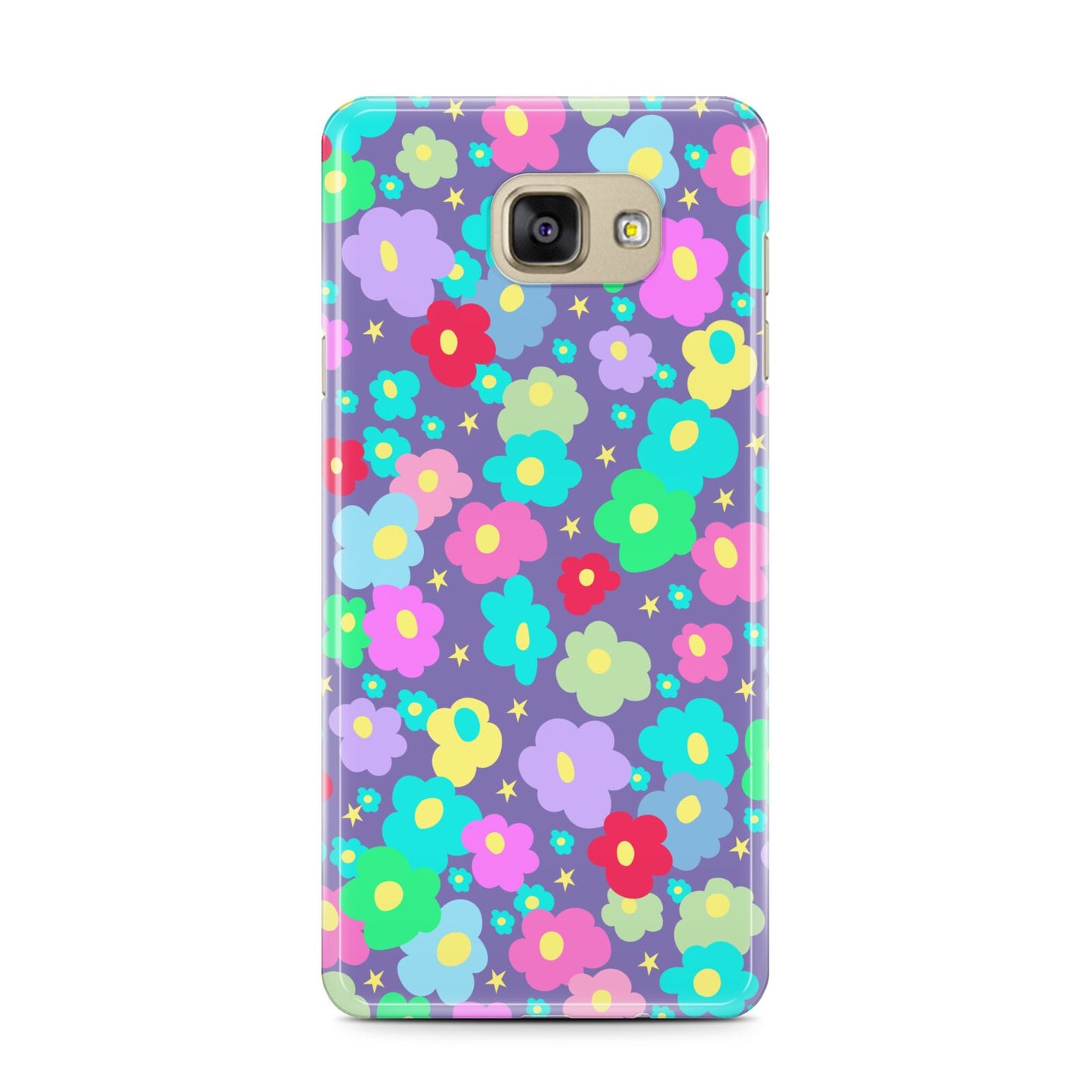 Colourful Flowers Samsung Galaxy A7 2016 Case on gold phone