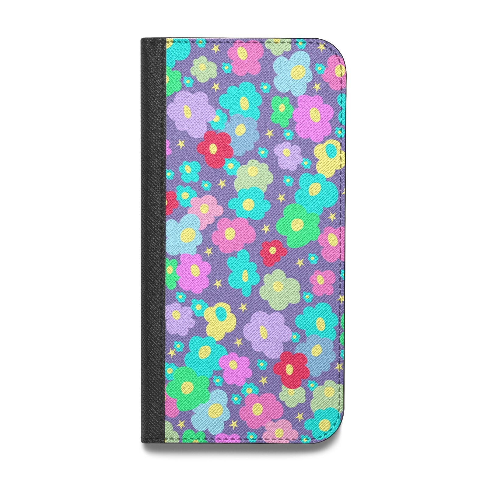 Colourful Flowers Vegan Leather Flip iPhone Case