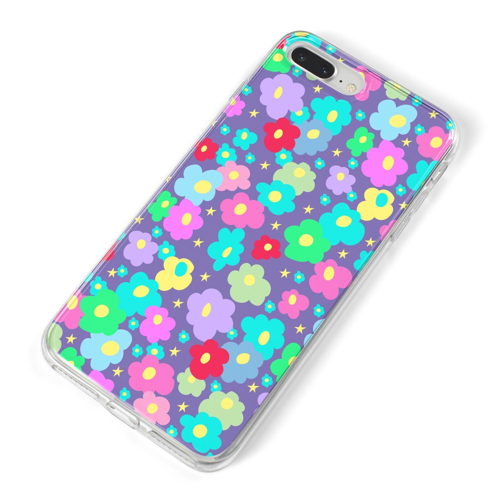 Colourful Flowers iPhone 8 Plus Bumper Case on Silver iPhone Alternative Image