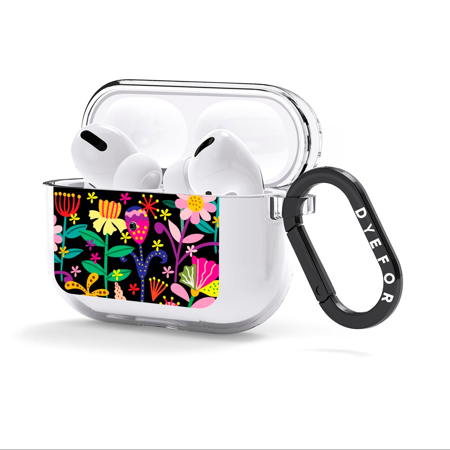 Colourful Flowery AirPods Clear Case 3rd Gen Side Image