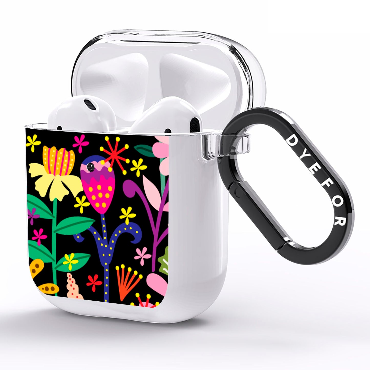 Colourful Flowery AirPods Clear Case Side Image