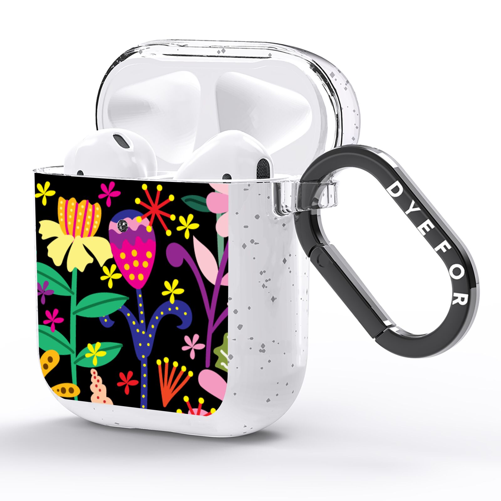 Colourful Flowery AirPods Glitter Case Side Image