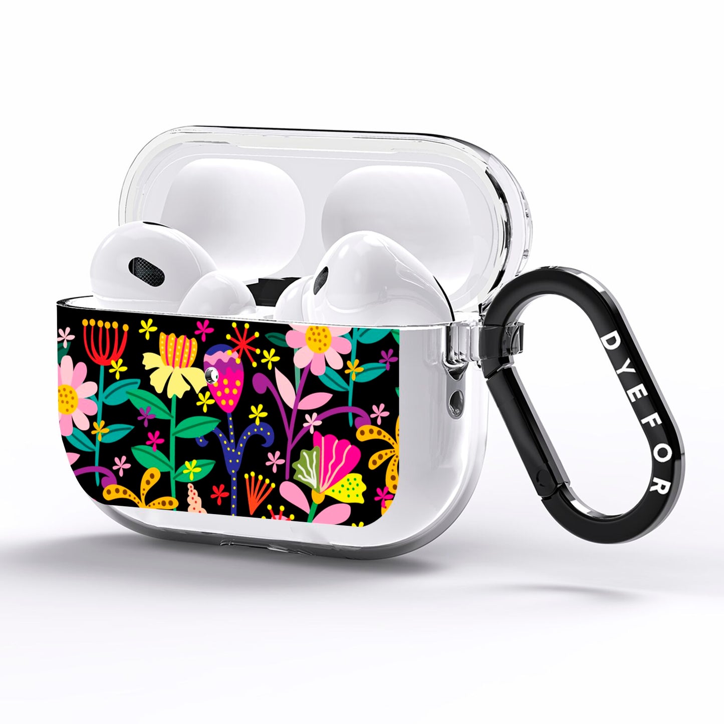 Colourful Flowery AirPods Pro Clear Case Side Image