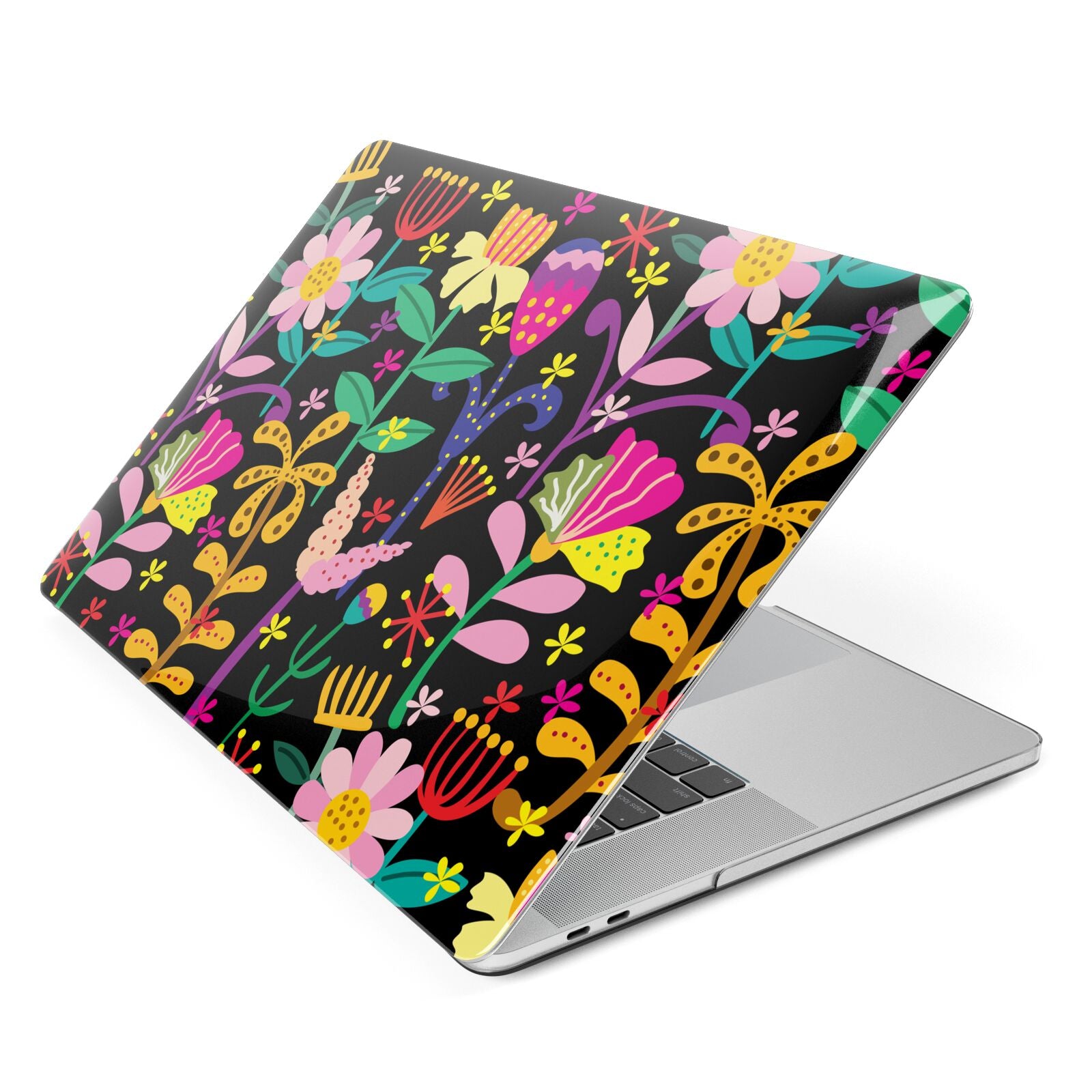 Colourful Flowery Apple MacBook Case Side View