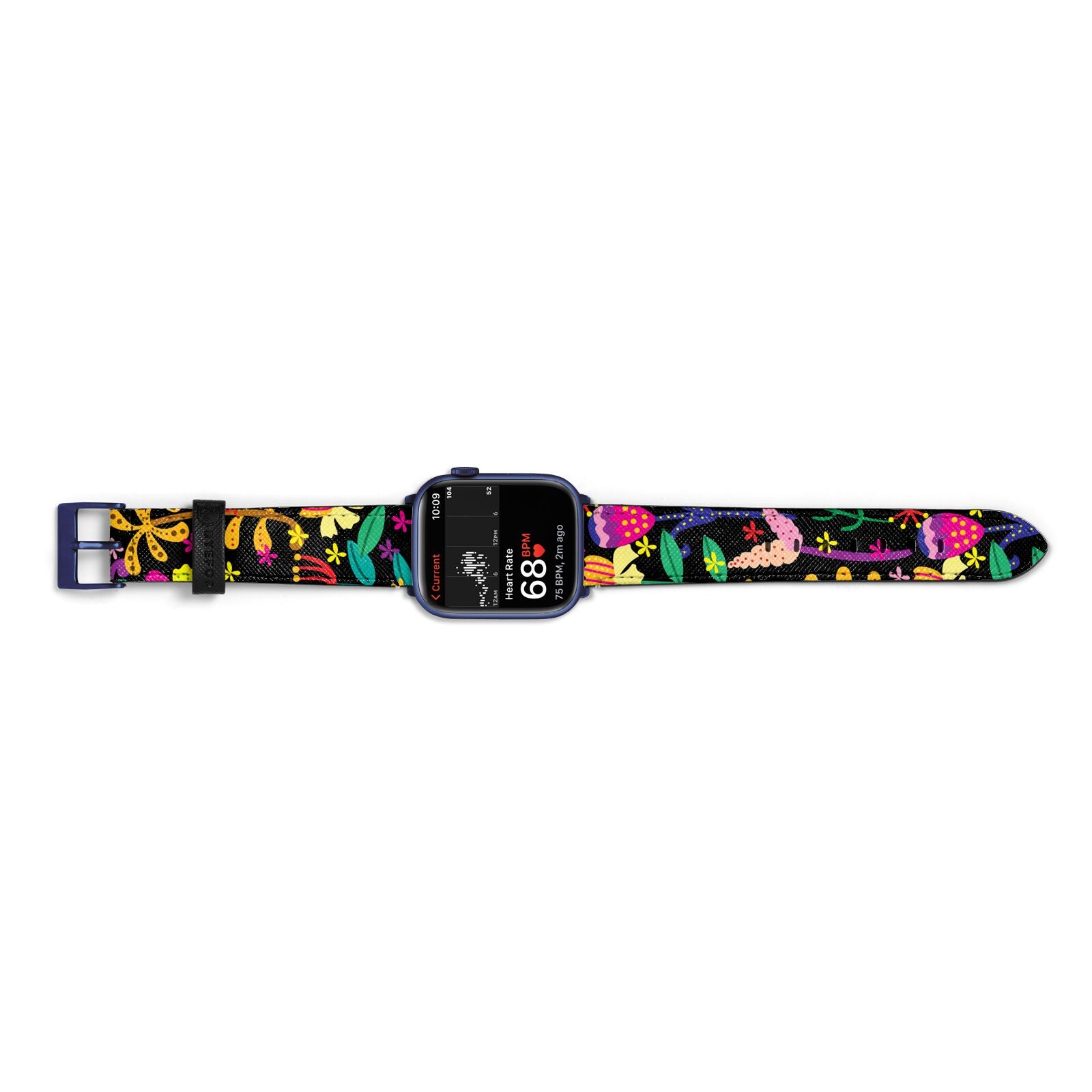 Colourful Flowery Apple Watch Strap Size 38mm Landscape Image Blue Hardware