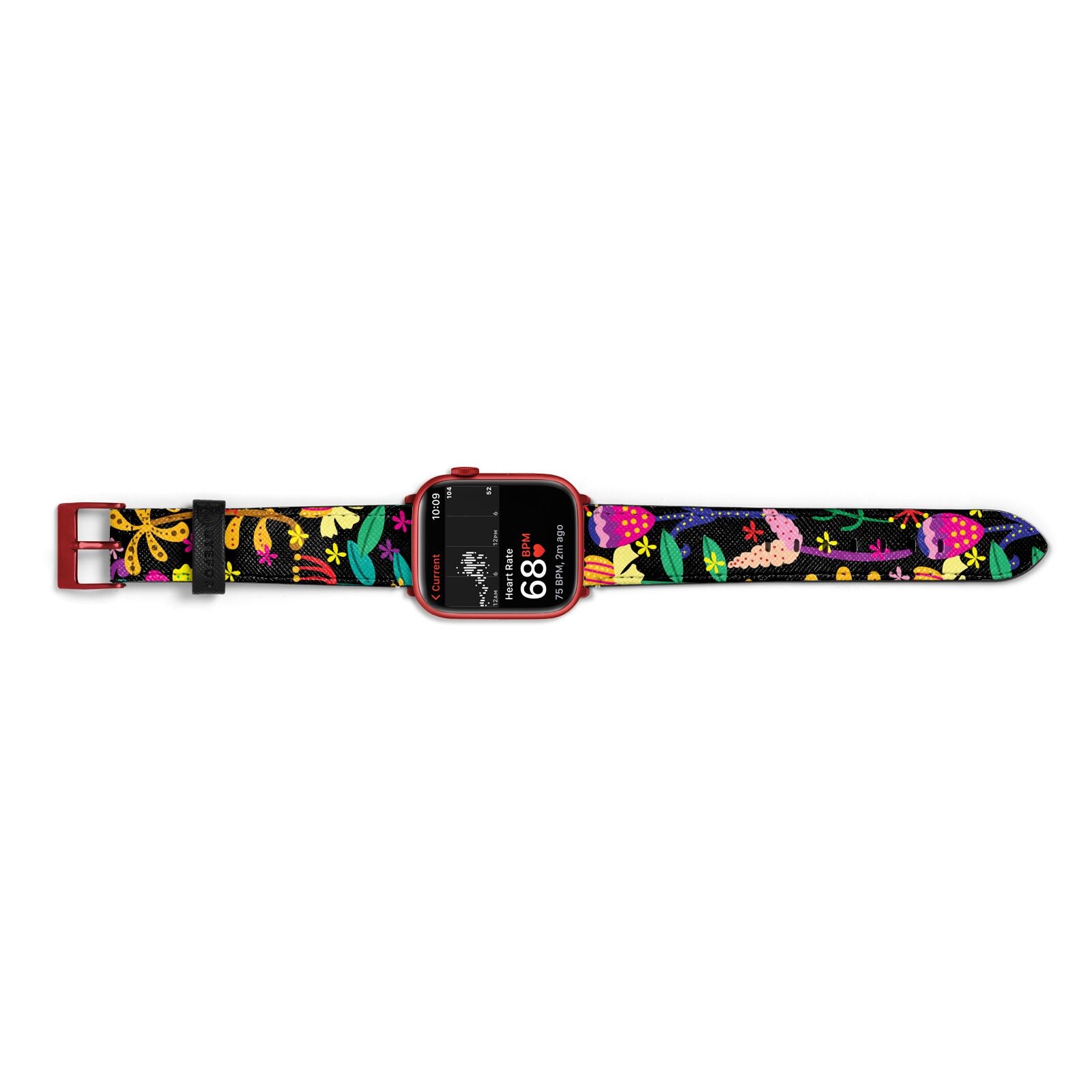 Colourful Flowery Apple Watch Strap Size 38mm Landscape Image Red Hardware