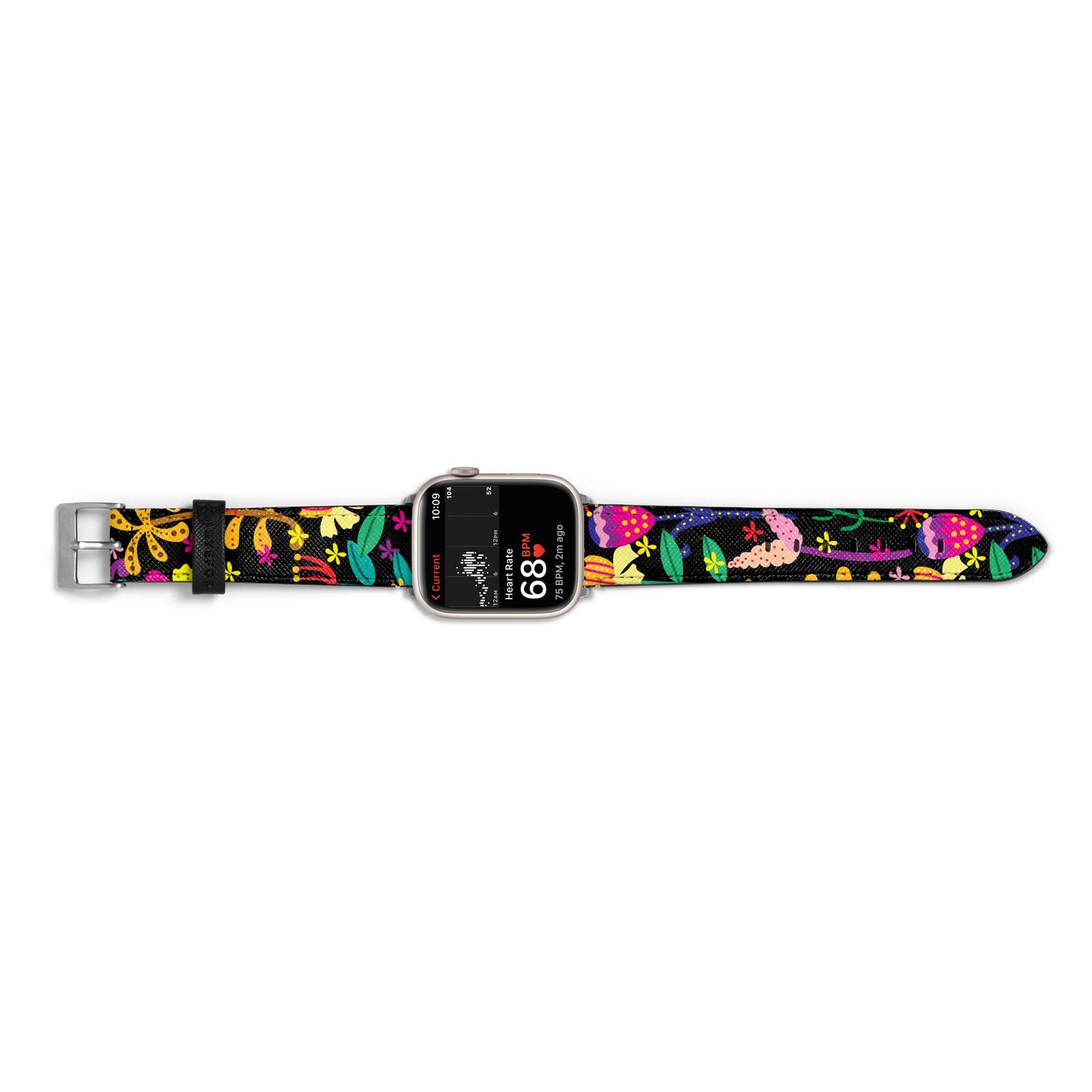 Colourful Flowery Apple Watch Strap Size 38mm Landscape Image Silver Hardware