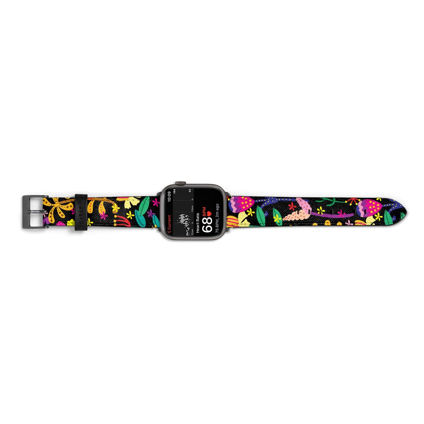 Colourful Flowery Apple Watch Strap Size 38mm Landscape Image Space Grey Hardware