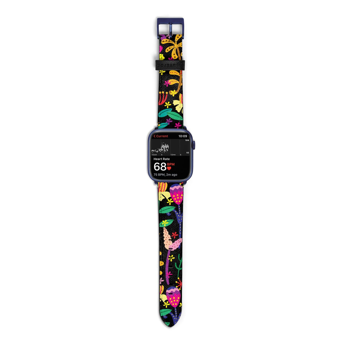 Colourful Flowery Apple Watch Strap Size 38mm with Blue Hardware