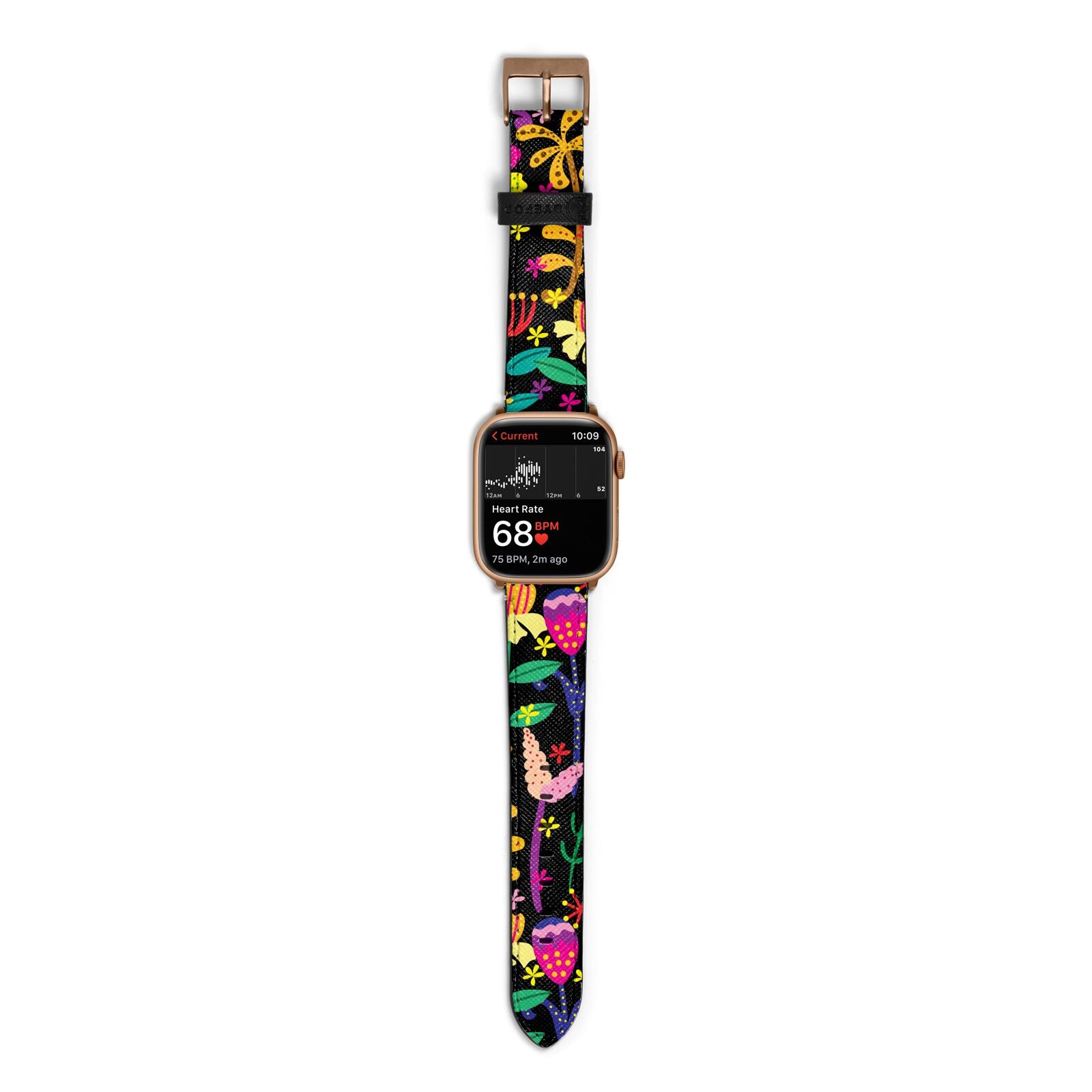 Colourful Flowery Apple Watch Strap Size 38mm with Gold Hardware