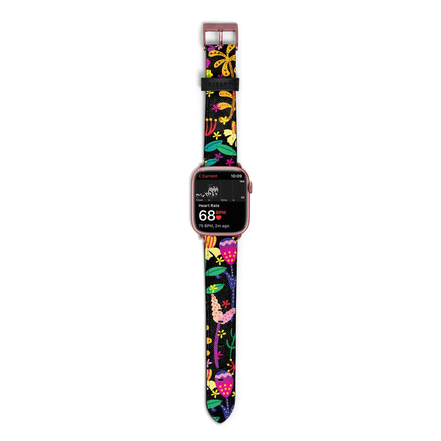 Colourful Flowery Apple Watch Strap Size 38mm with Rose Gold Hardware