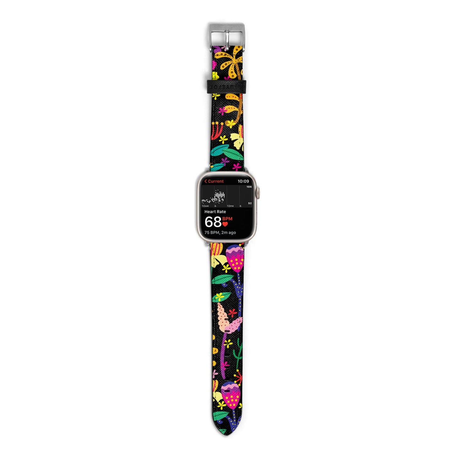 Colourful Flowery Apple Watch Strap Size 38mm with Silver Hardware