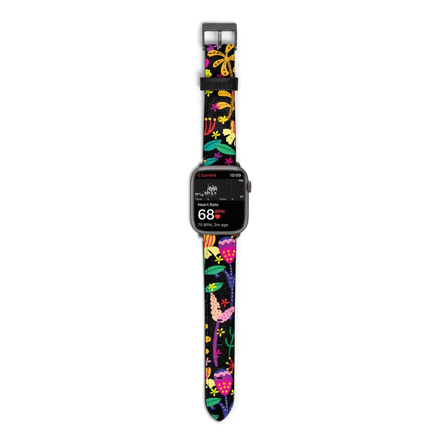 Colourful Flowery Apple Watch Strap Size 38mm with Space Grey Hardware