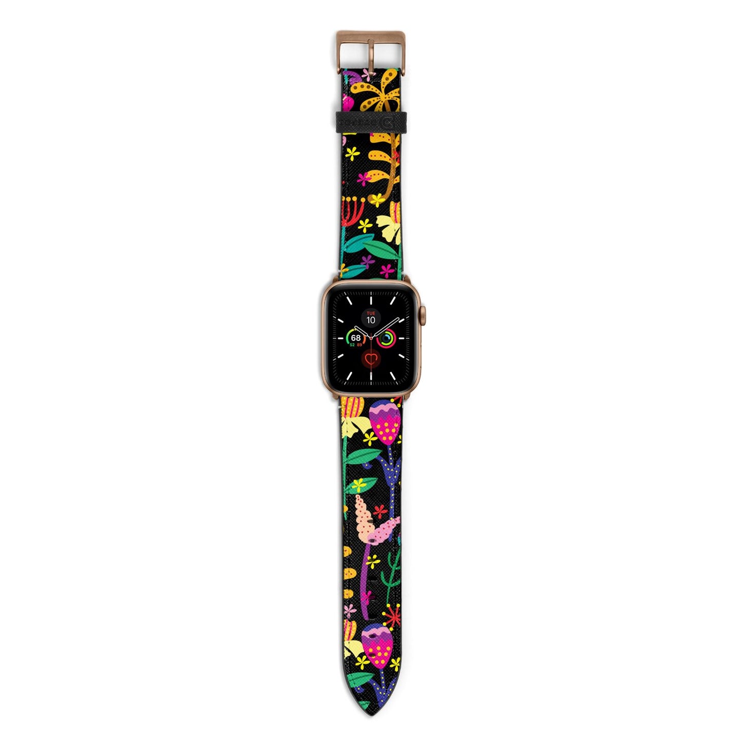 Colourful Flowery Apple Watch Strap with Gold Hardware