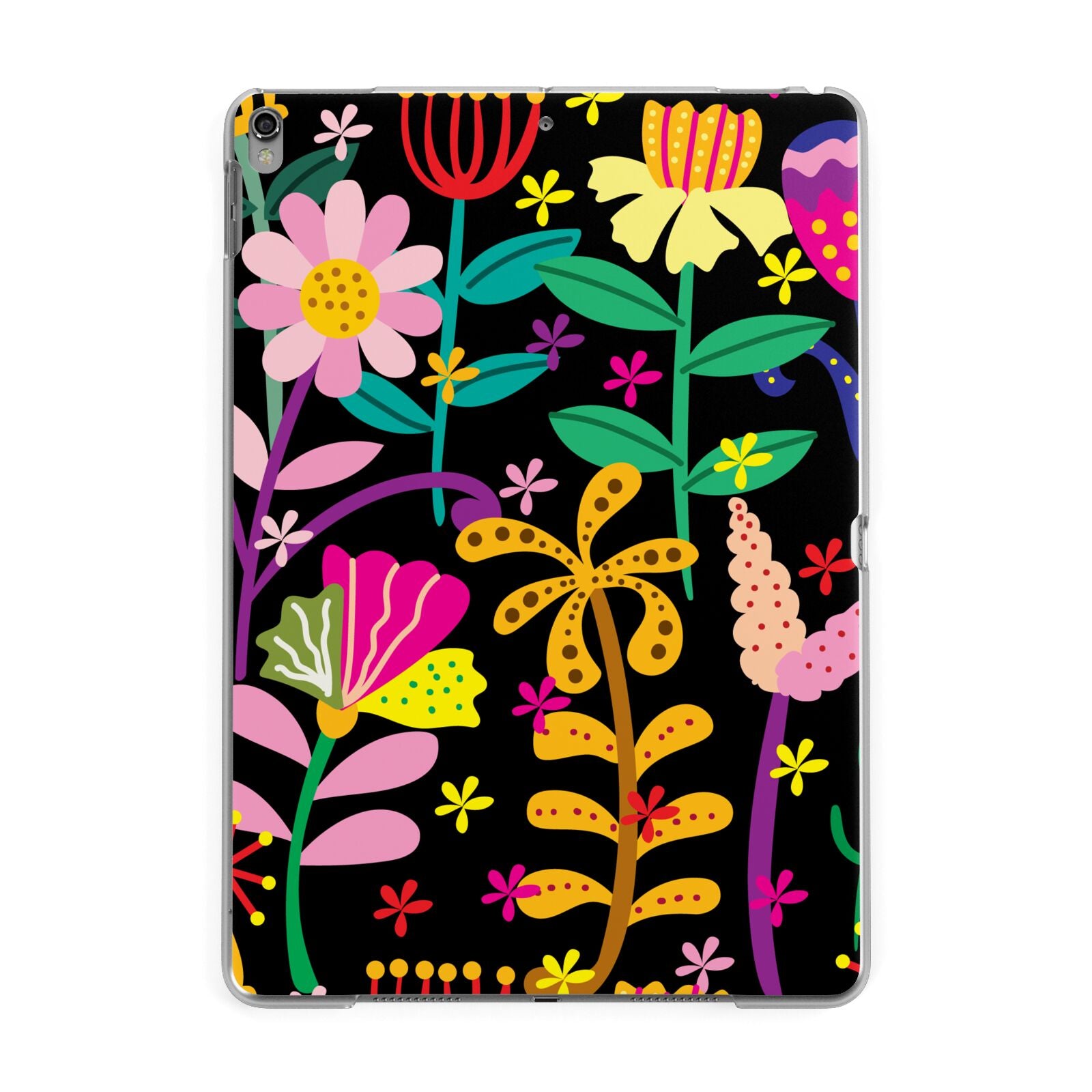 Colourful Flowery Apple iPad Grey Case