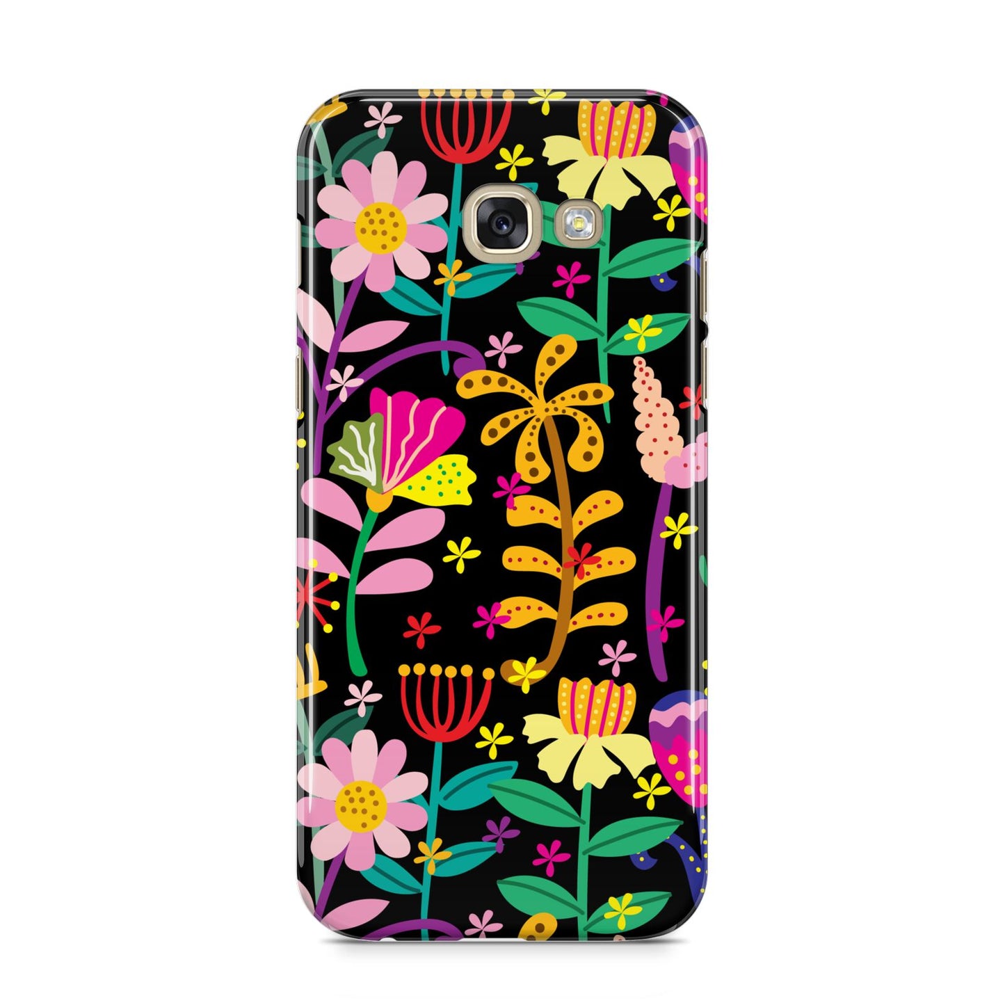 Colourful Flowery Samsung Galaxy A5 2017 Case on gold phone