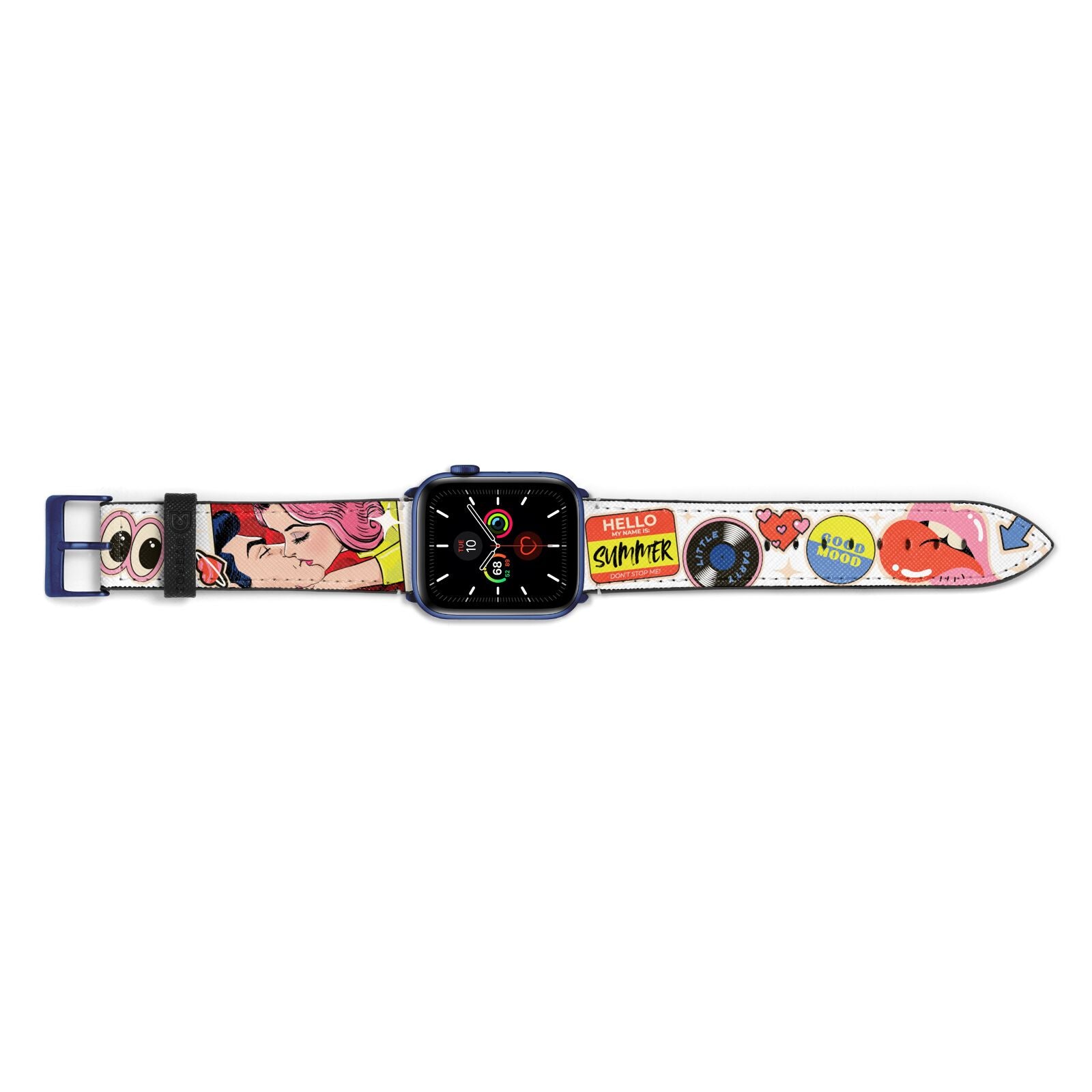 Comic Sticker Apple Watch Strap Landscape Image Blue Hardware