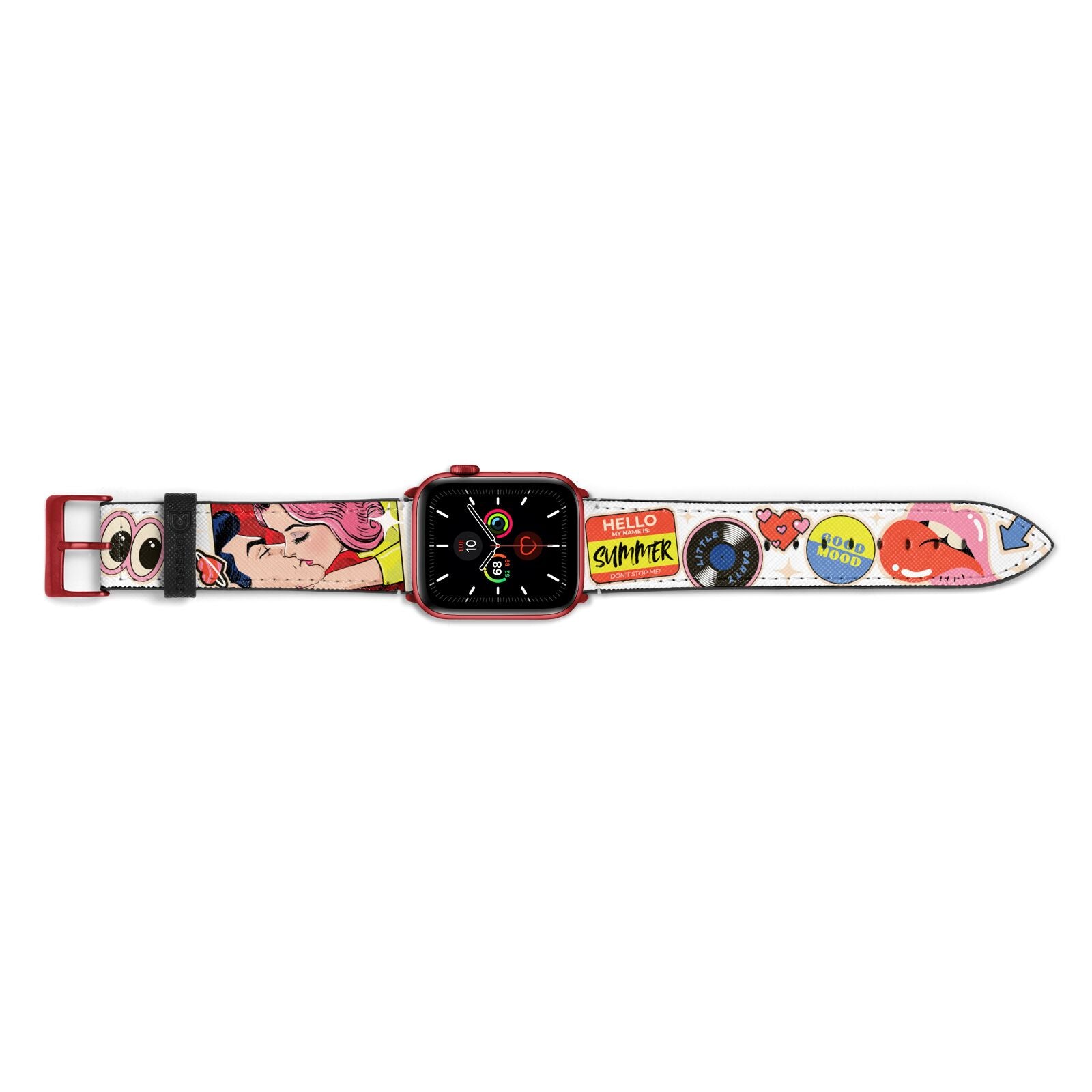 Comic Sticker Apple Watch Strap Landscape Image Red Hardware