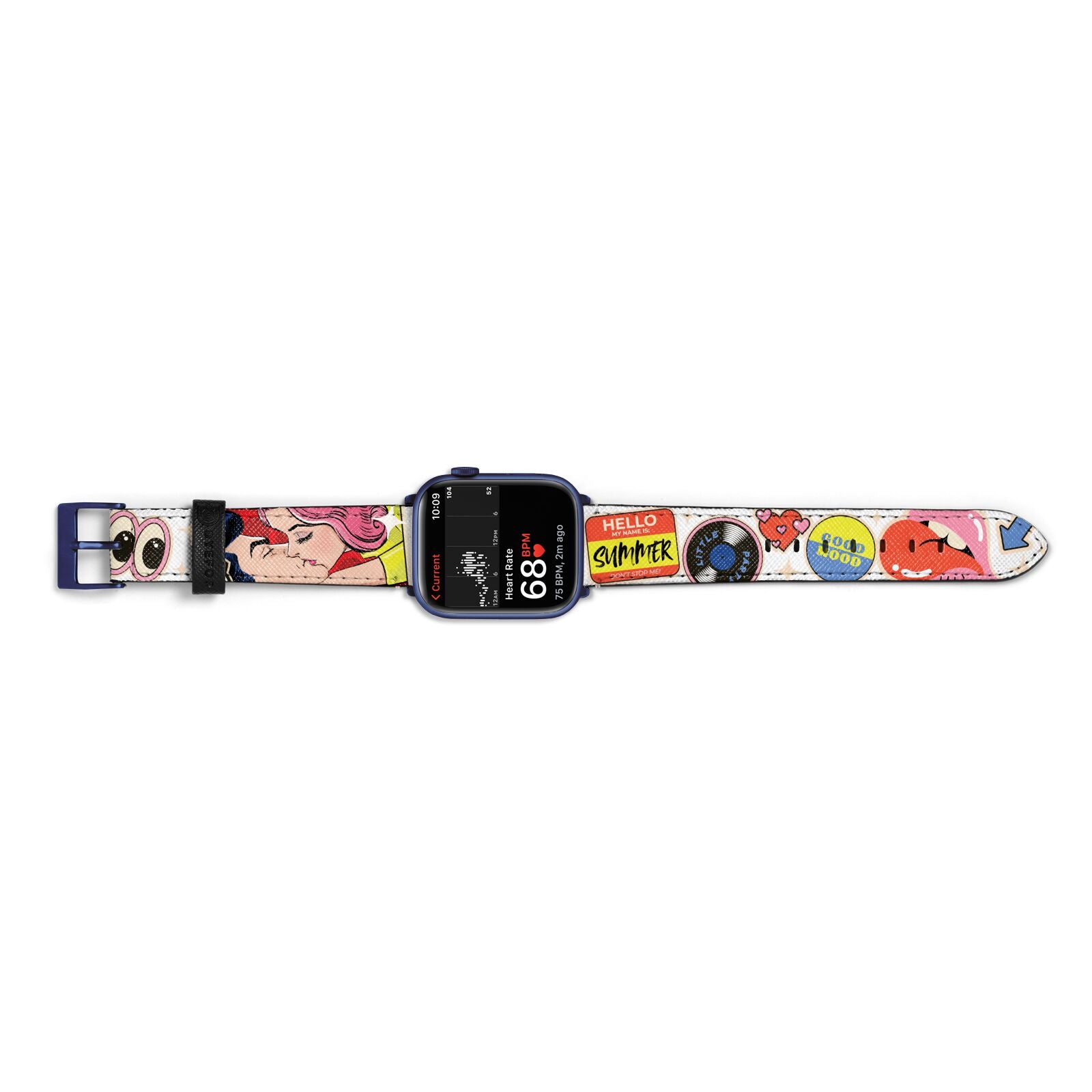 Comic Sticker Apple Watch Strap Size 38mm Landscape Image Blue Hardware