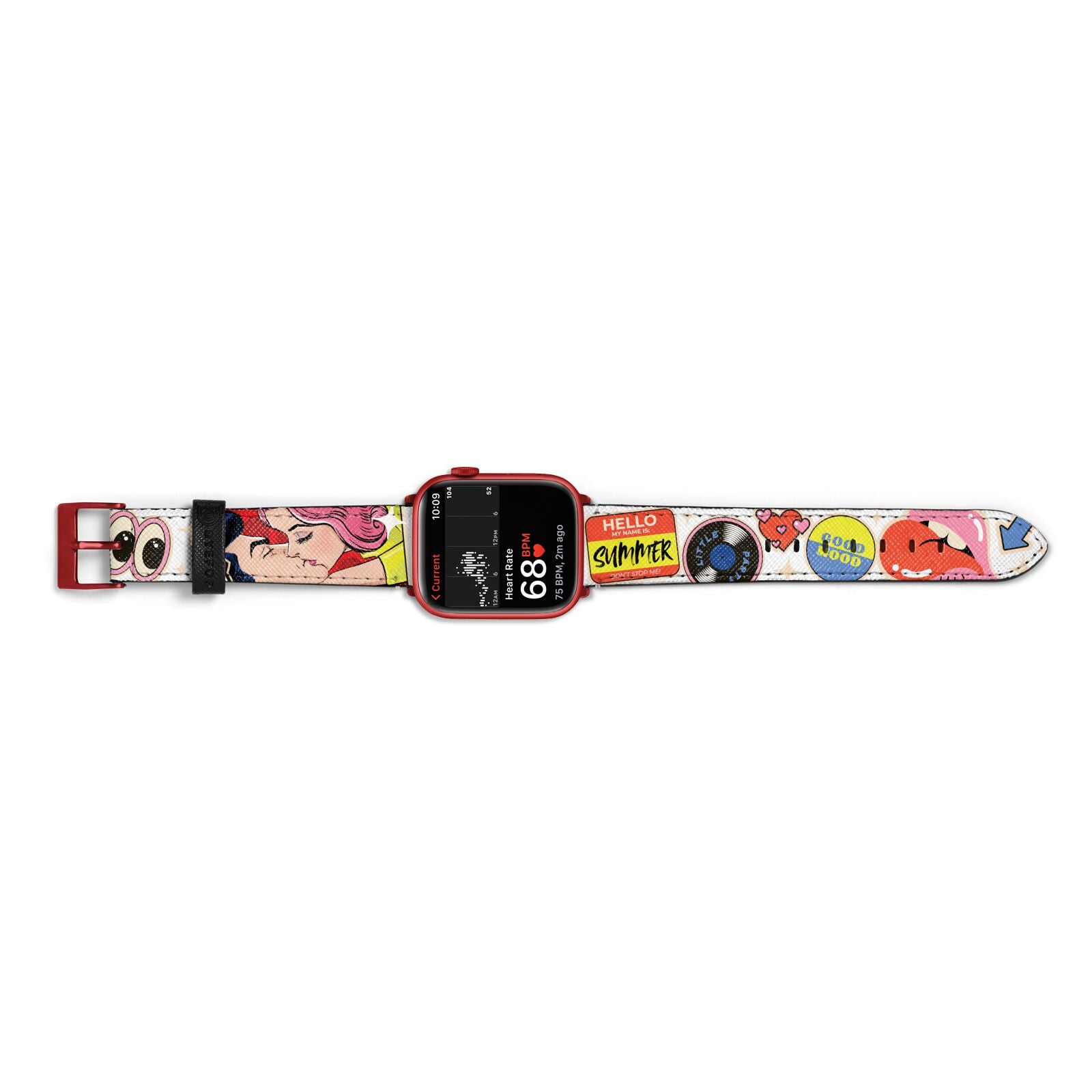 Comic Sticker Apple Watch Strap Size 38mm Landscape Image Red Hardware