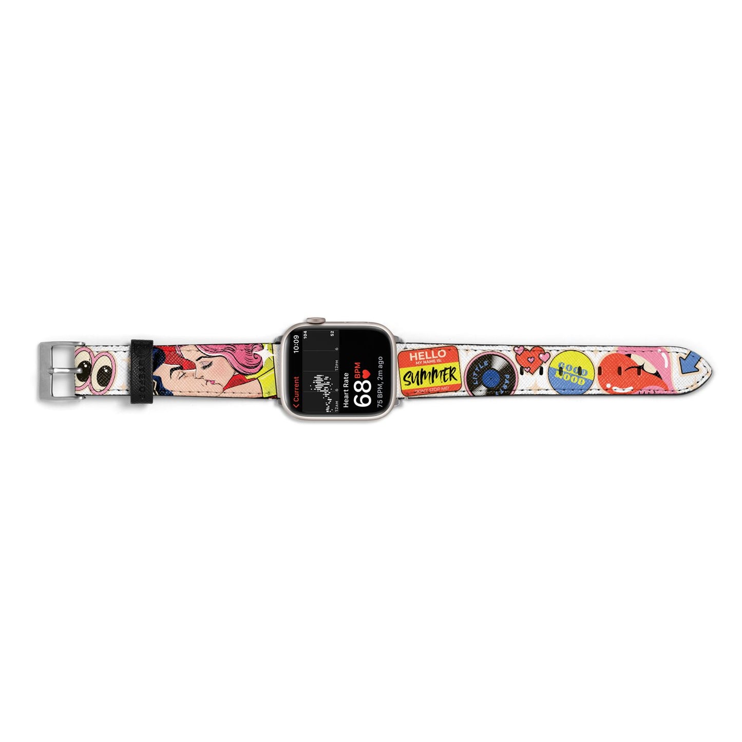 Comic Sticker Apple Watch Strap Size 38mm Landscape Image Silver Hardware