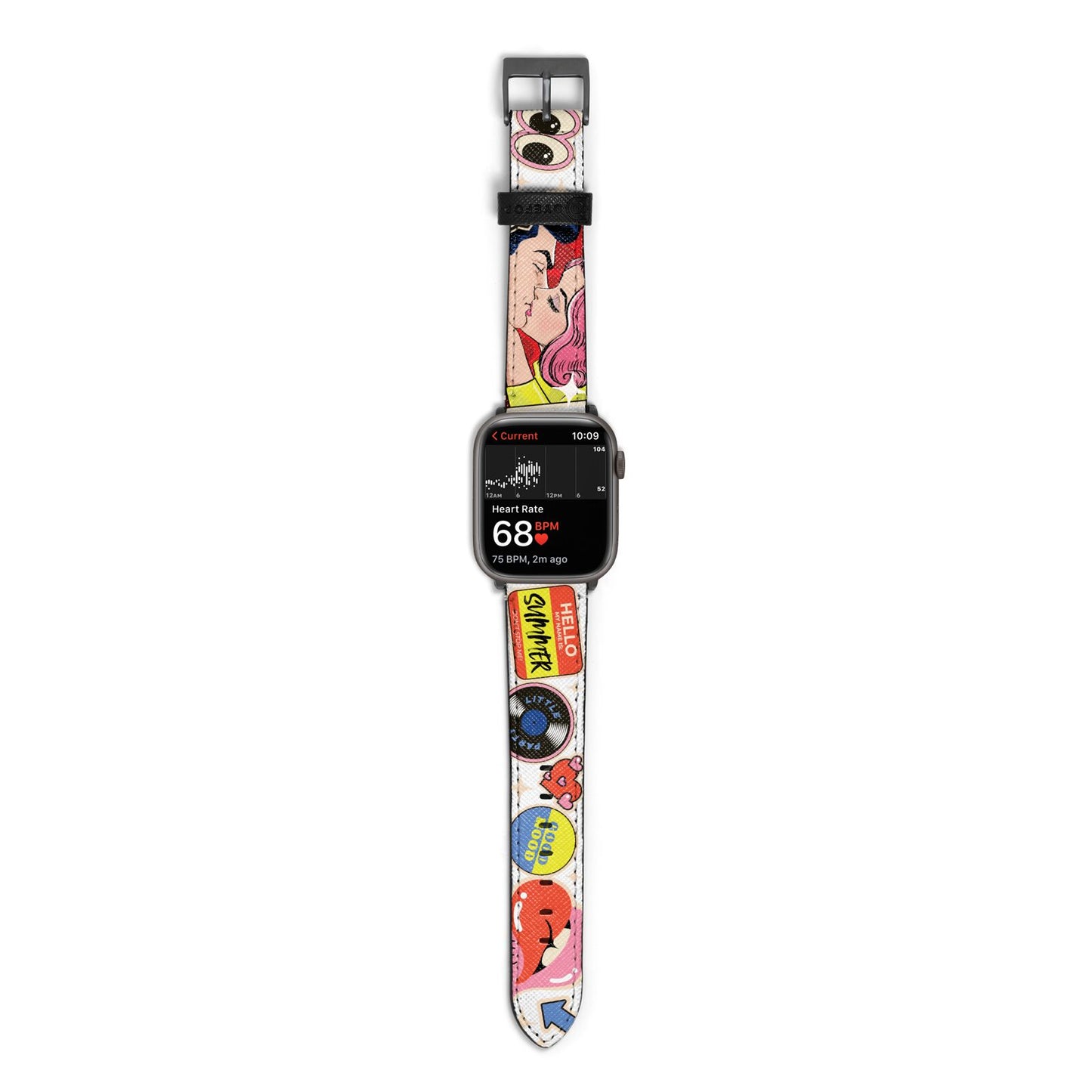 Comic Sticker Apple Watch Strap Size 38mm with Space Grey Hardware