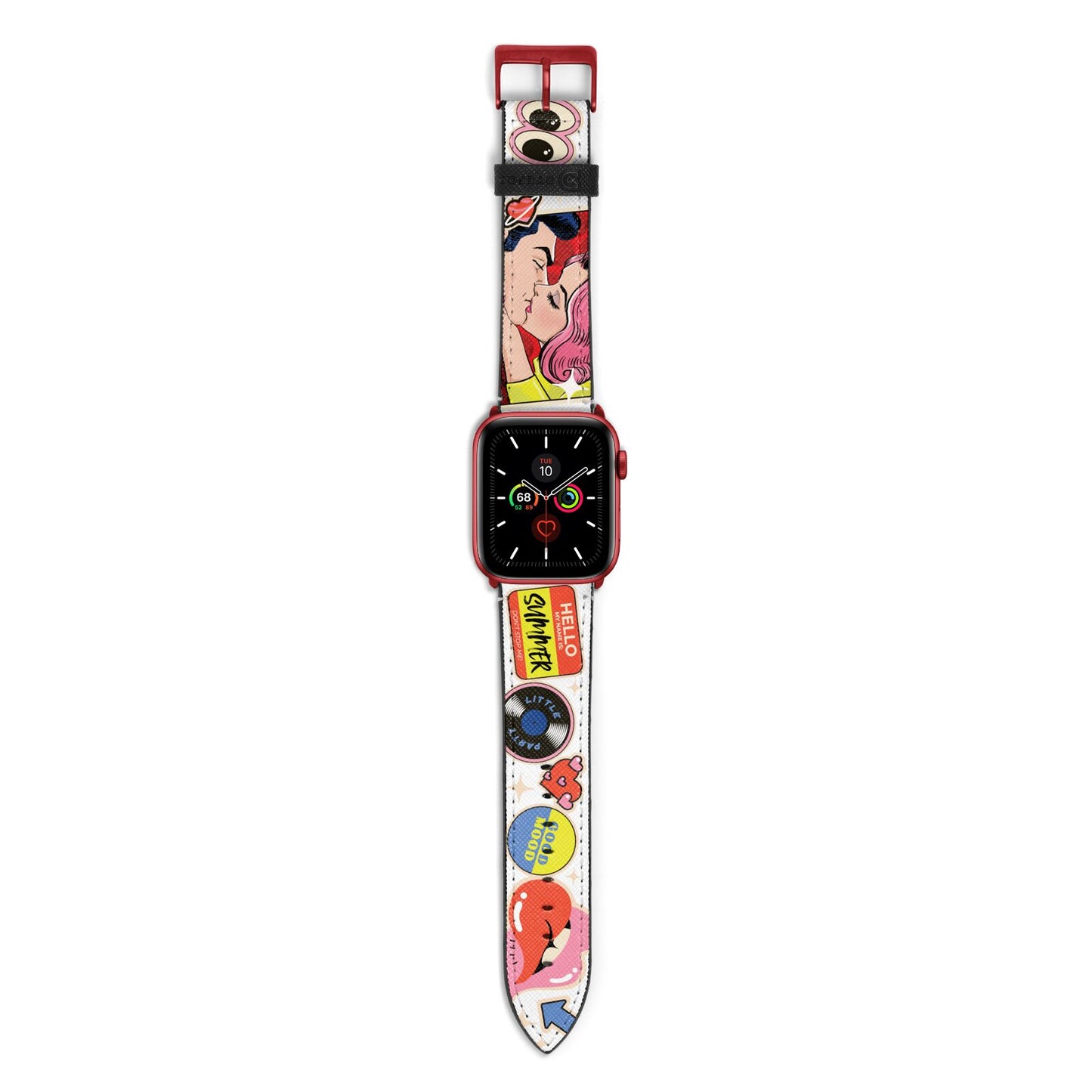 Comic Sticker Apple Watch Strap with Red Hardware