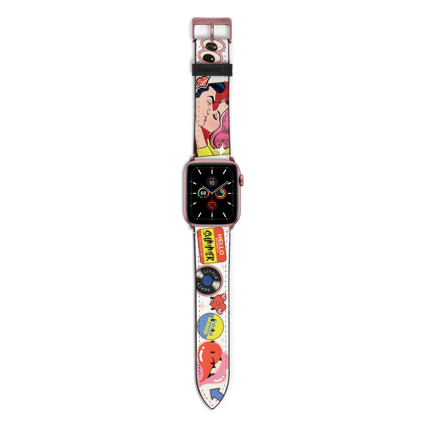 Comic Sticker Apple Watch Strap with Rose Gold Hardware