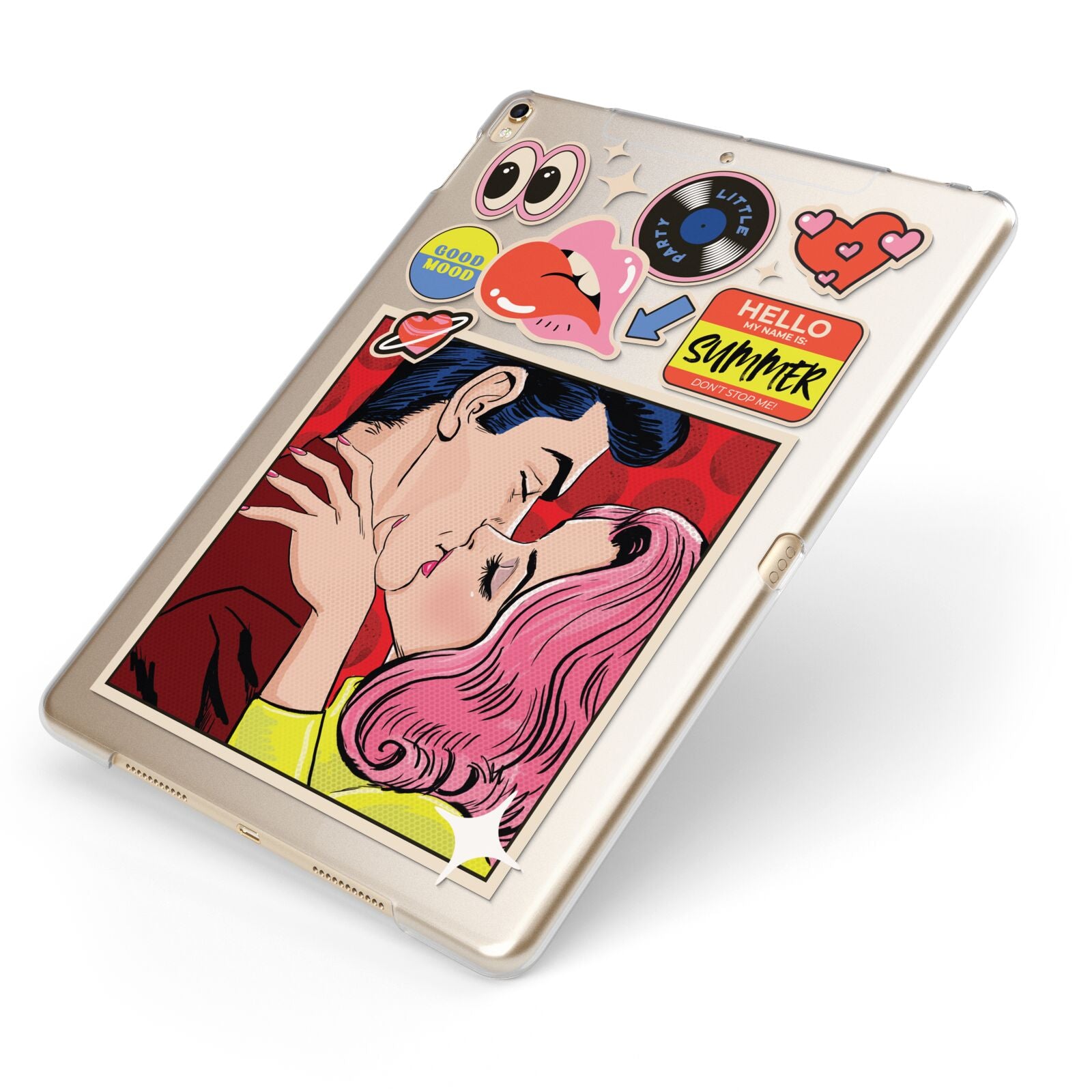 Comic Sticker Apple iPad Case on Gold iPad Side View