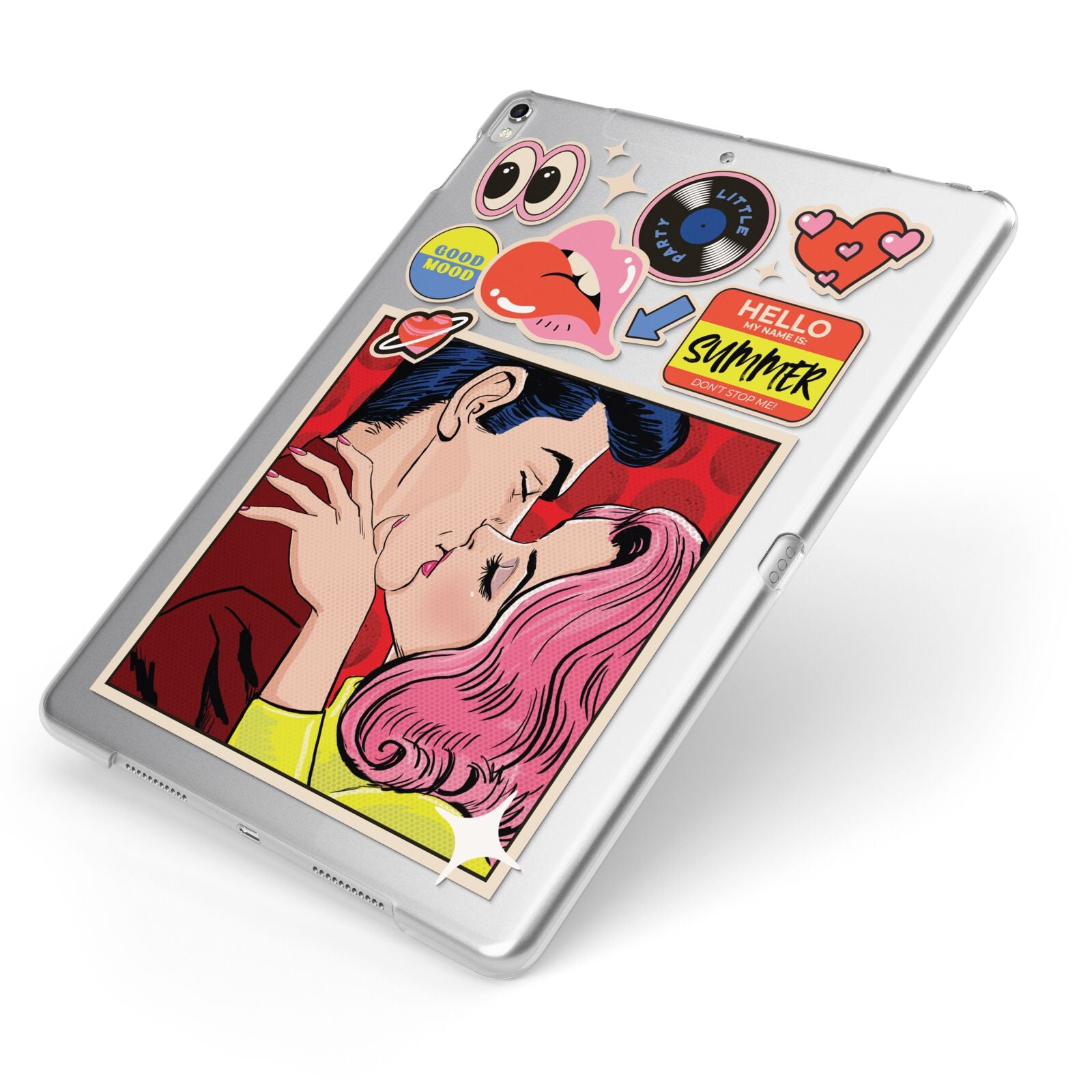 Comic Sticker Apple iPad Case on Silver iPad Side View