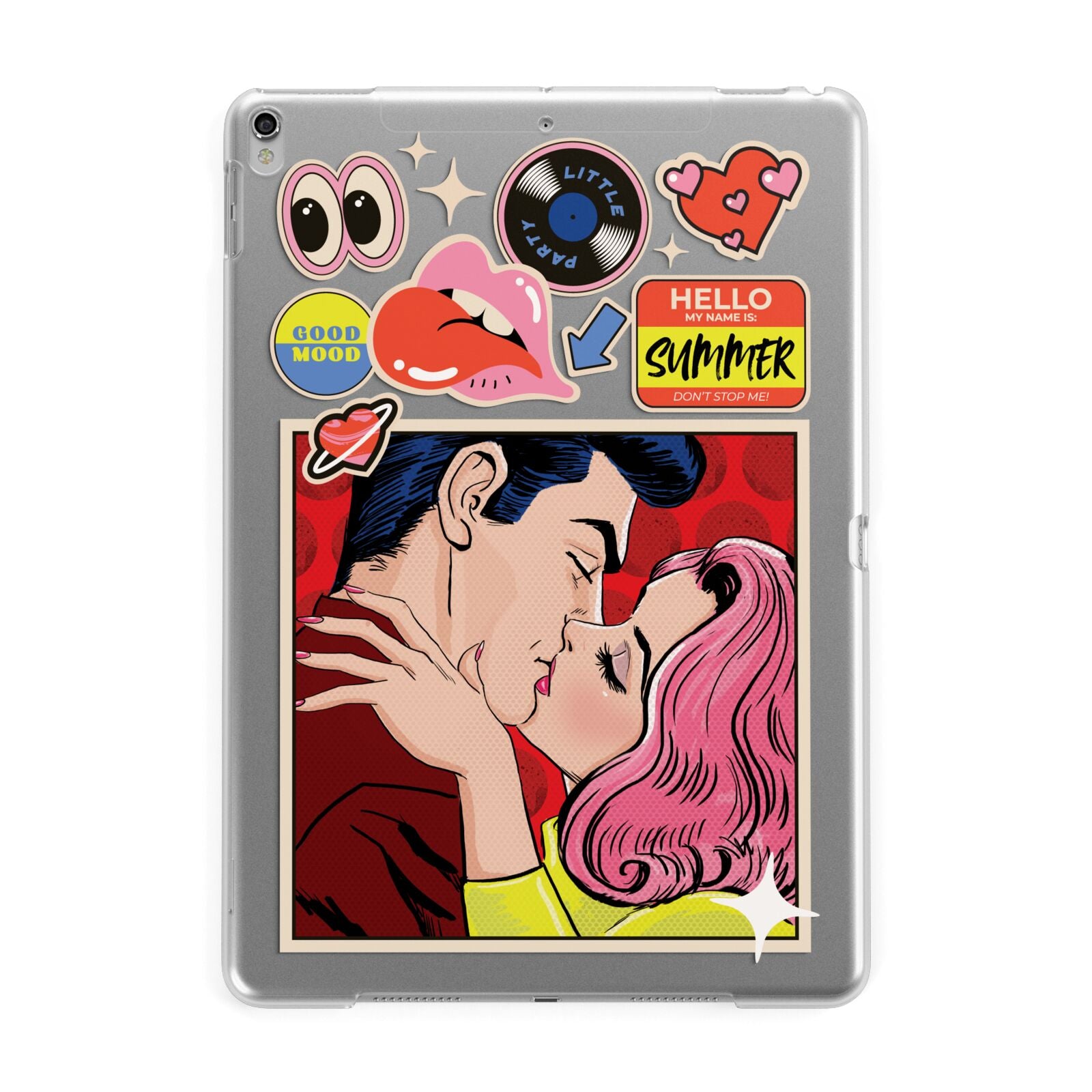 Comic Sticker Apple iPad Silver Case